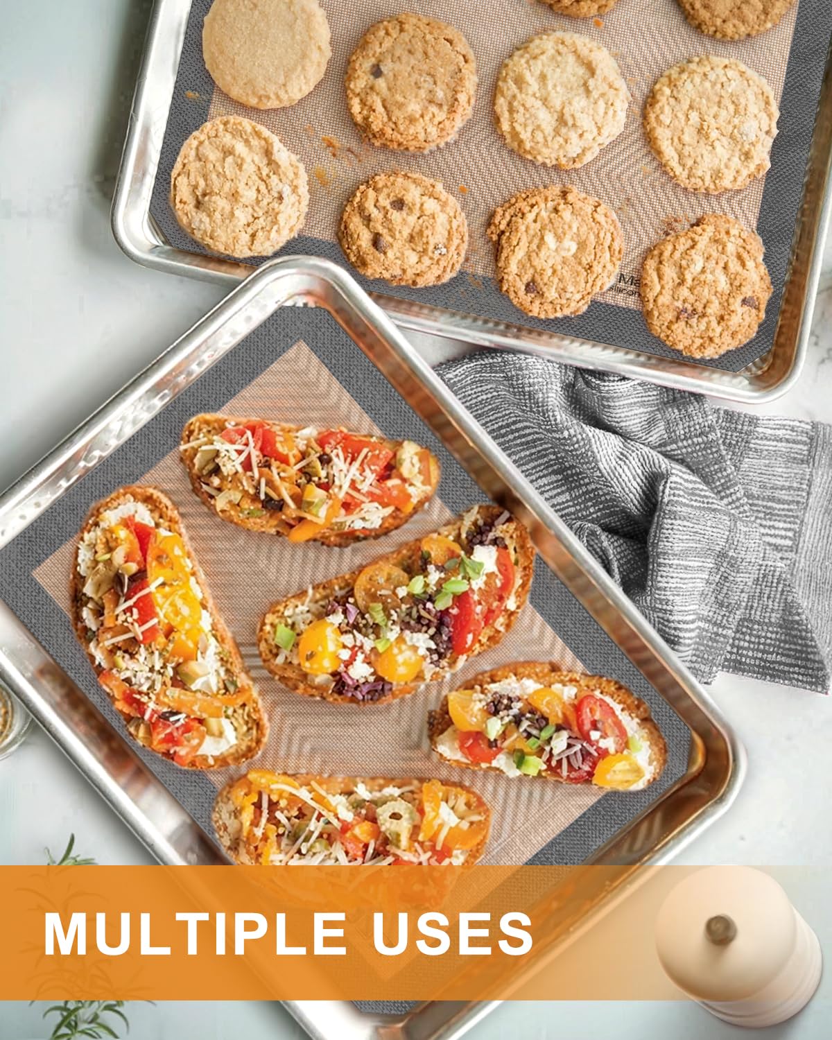 Silicone Baking Mat, Sopito Non Stick, Food Safe Platinum Silicone Cookie Baking Liners, Reusable 16.5'' X 11.6'' Oven Liners Sh