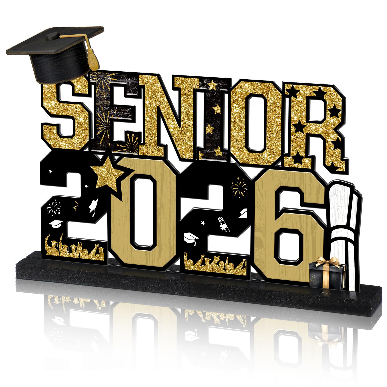 Cinnvoice Senior 2026 Graduation Table Decorations Metal Senior Class of 2026 Table Sign Graduation Centerpiece Photo Booth Prop