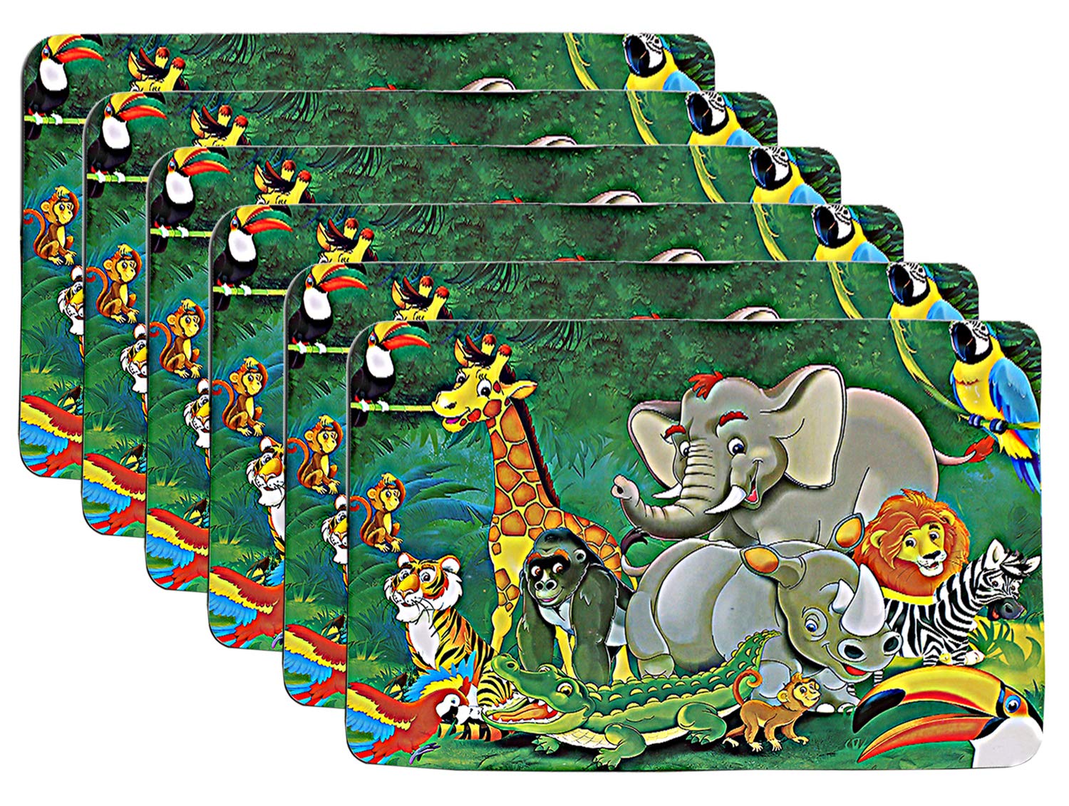 Kuber Industries Cartoon Design Pvc 6 Piece Dining Table Placemat Set(Green)-Ctktc32195