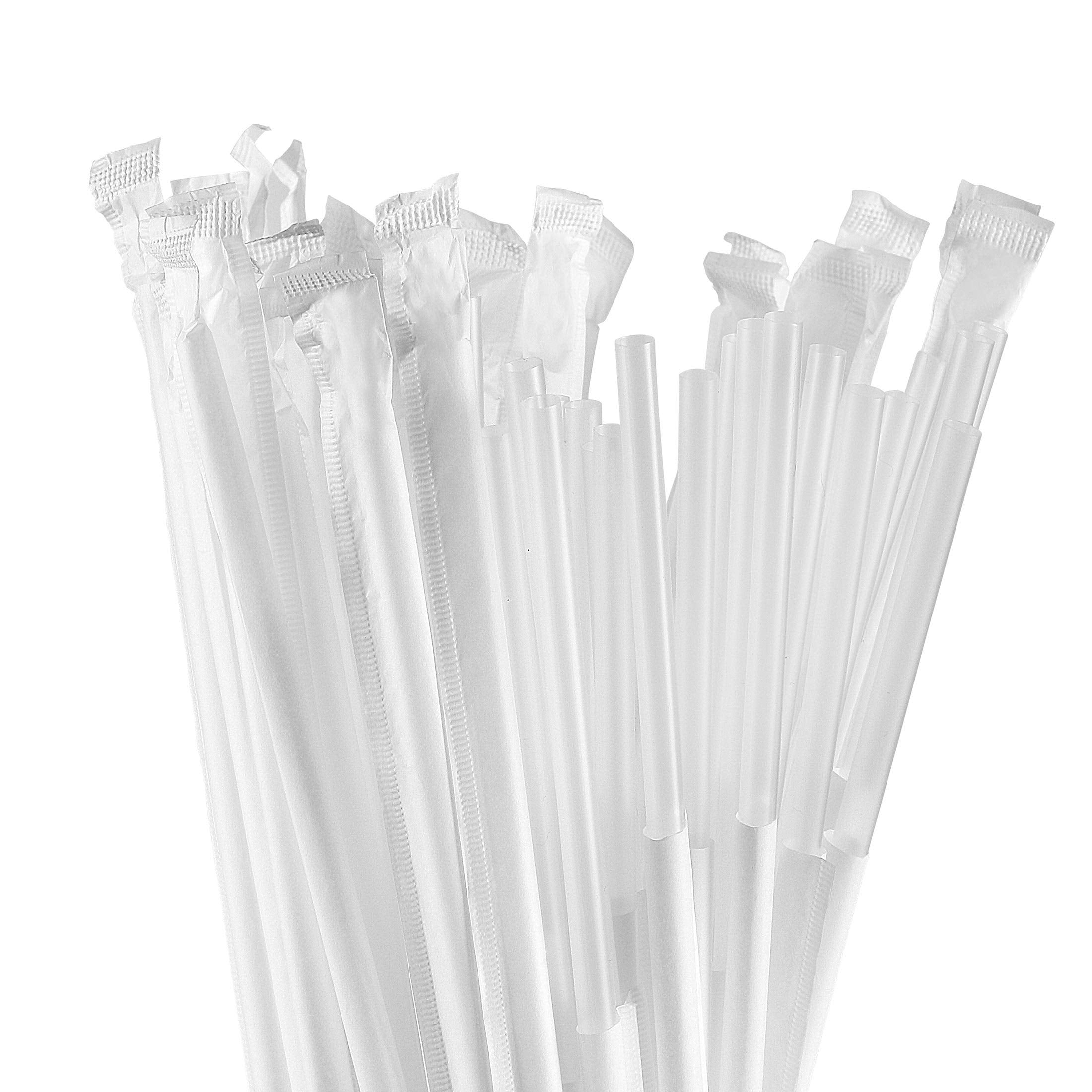 Disposable Plastic Drinking Straws - Individually Paper Wrapped (Clear  500)