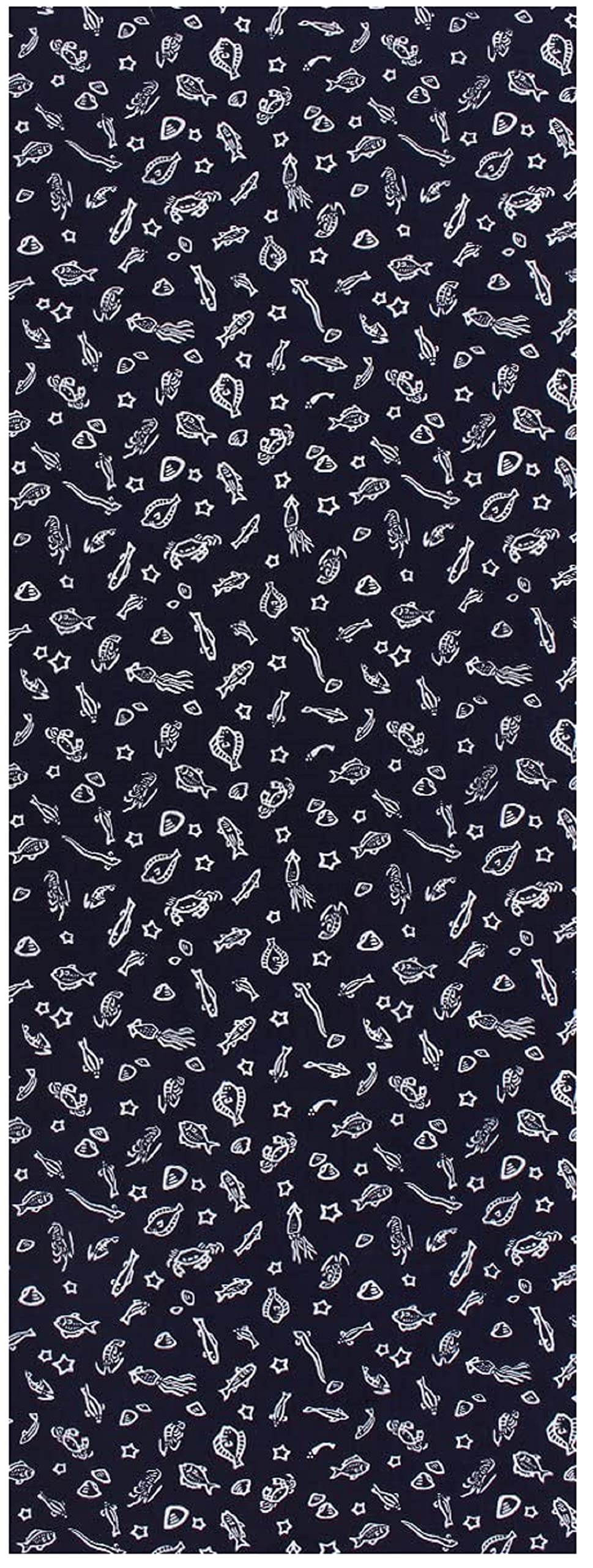 Komesichi Irodori Japanese Traditional Towel Tenugui Sea Creatures 12.99 X 34.64 In With Tenugui Iroha (English Manual)