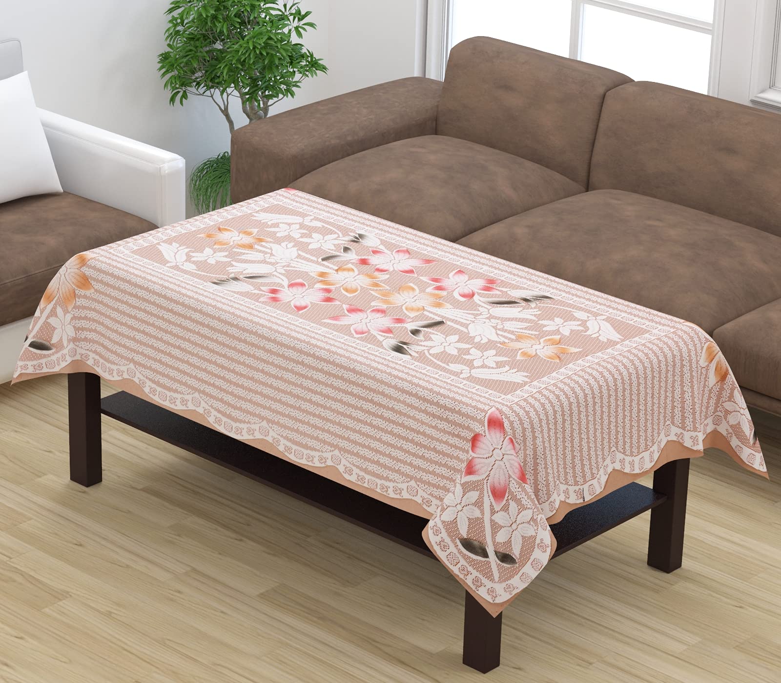 Yellow Weaves Designer Center Table Cover Net Cloth 40x60 Inches (Off White)
