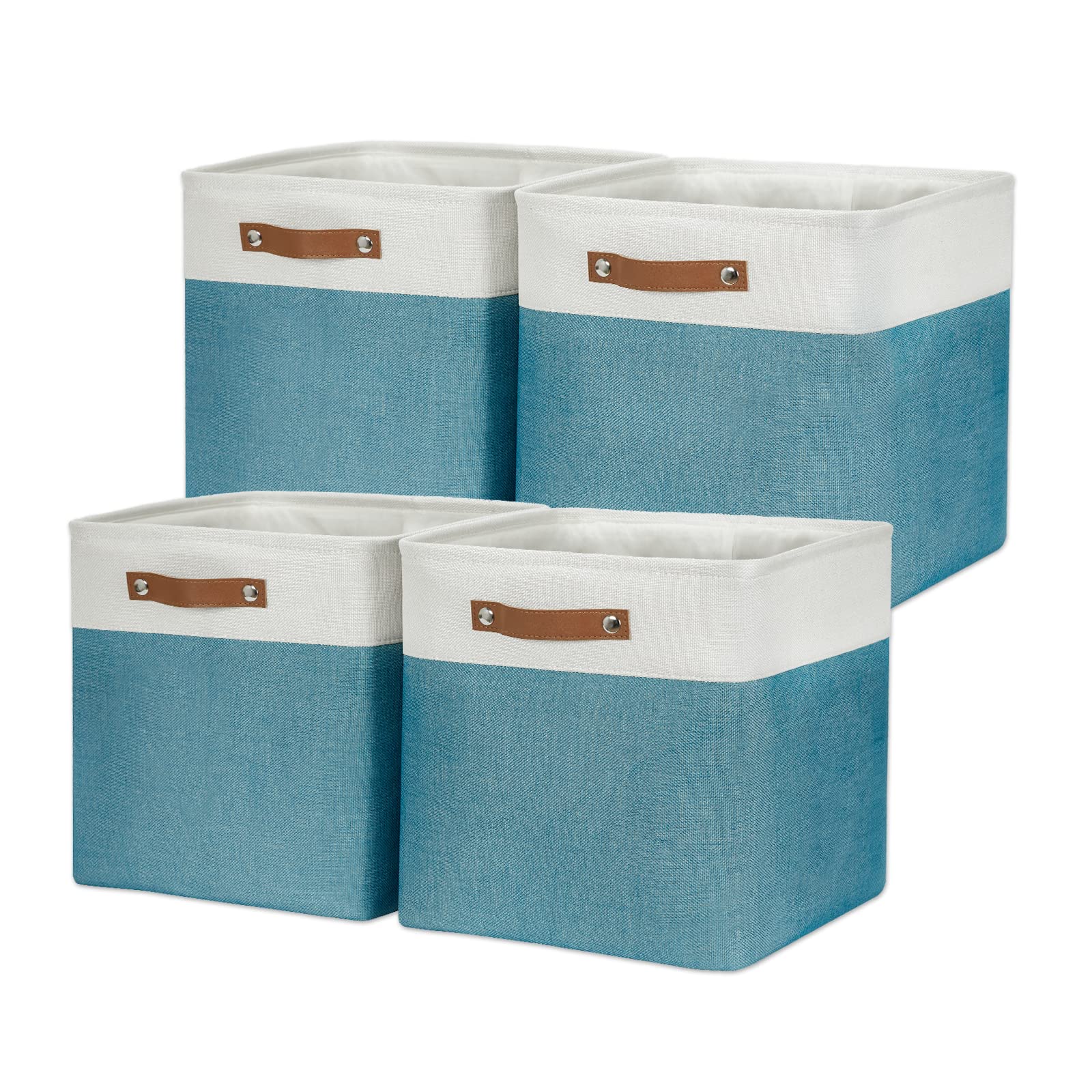 Hnzige Fabric Storage Cubes Baskets,13 Inch Cube Storage Bins With Handles(4 Pack) Decorative Storage Baskets For Organizing Clo