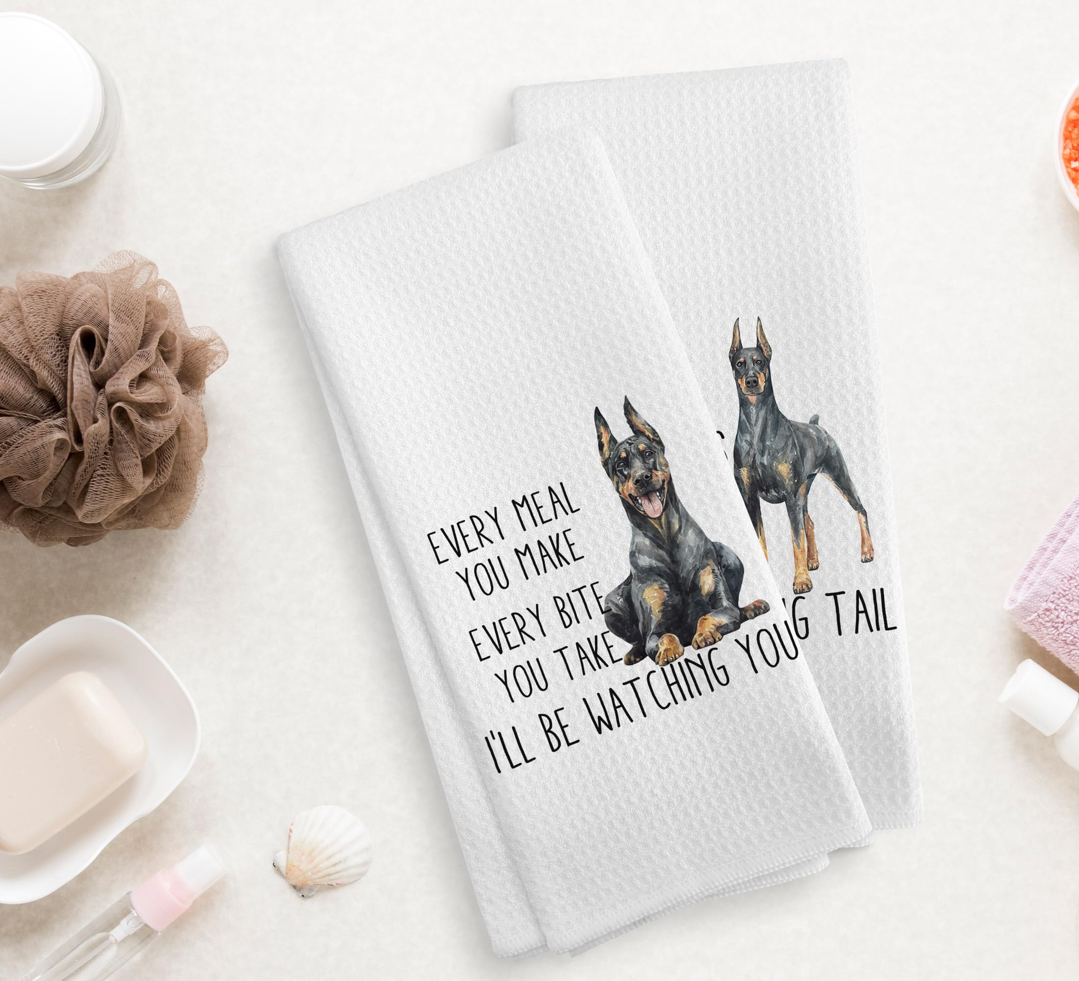 NOQL Doberman Dog Kitchen Towels and Dishcloths Set of 2, Doberman Dog Decor, Doberman Gifts for Women, 16  24 Inches