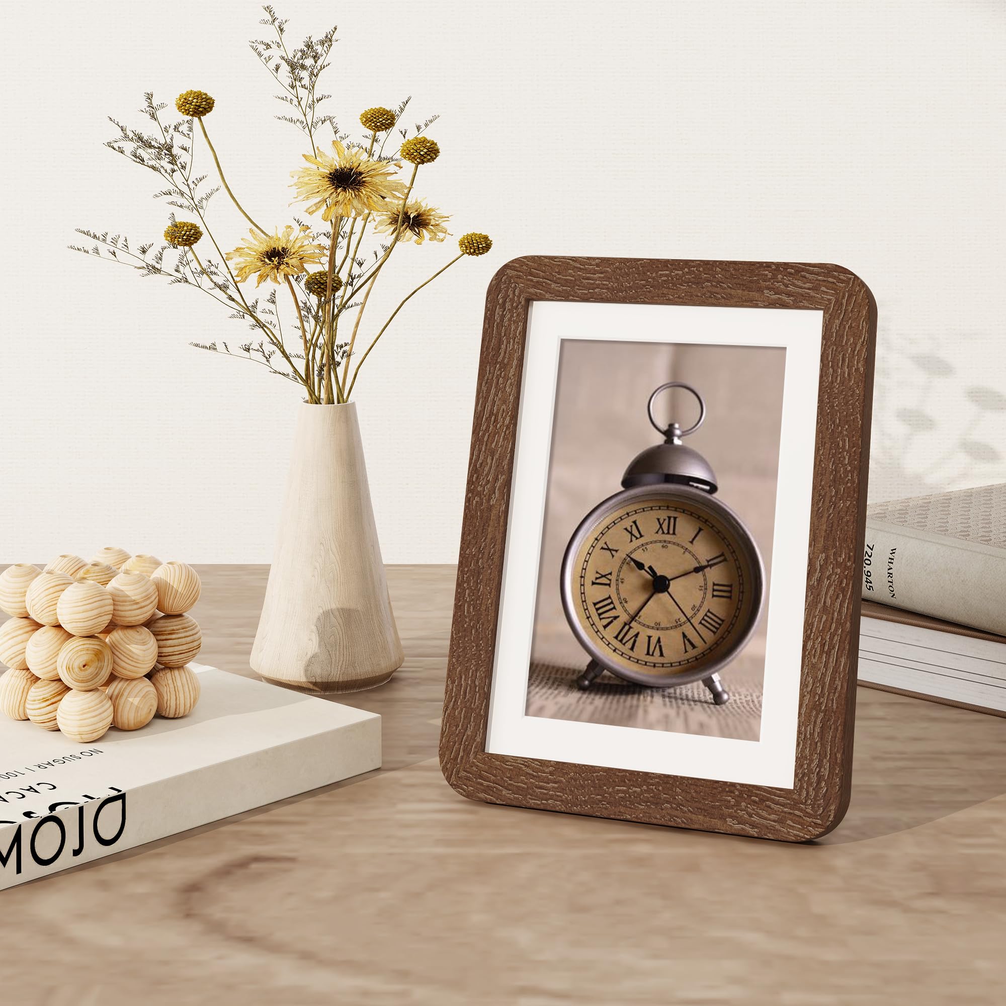 5x7 Picture Frames Set of 3, 5 by 7 Photo Frames for Wall & Tabletop Display, Solid Oak Wood Frames with Plexiglass, 5x7 Frame M