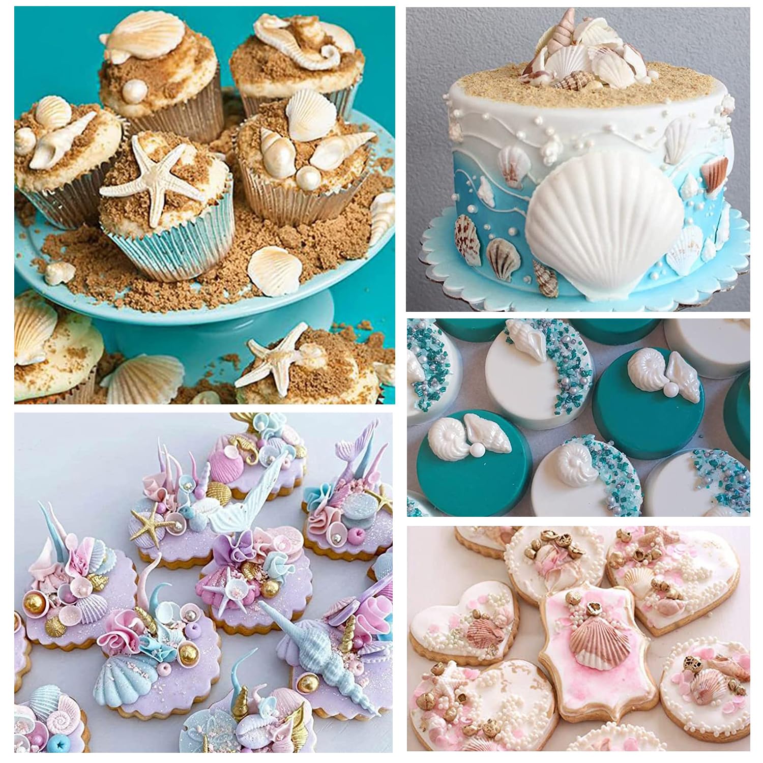 Sijiangmold Marine Theme Fondant Molds Seashell Conch Starfish Coral Silicone Mold For Cake Decorating Chocolate Candy Cupcake T