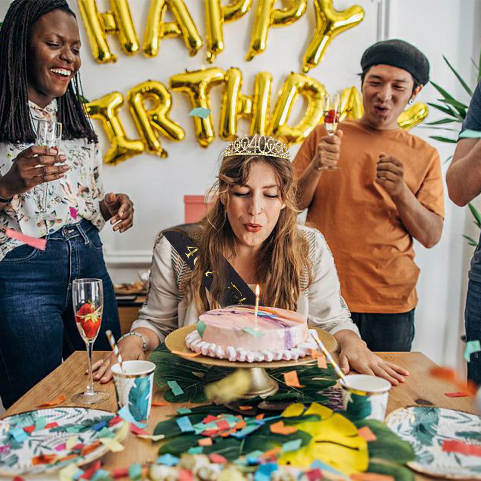 Semato 40Th Birthday Sash & Rhinestone 40Th Birthday Crown Kit- Happy 40Th Birthday Gifts Women 40Th Birthday Decorations Women