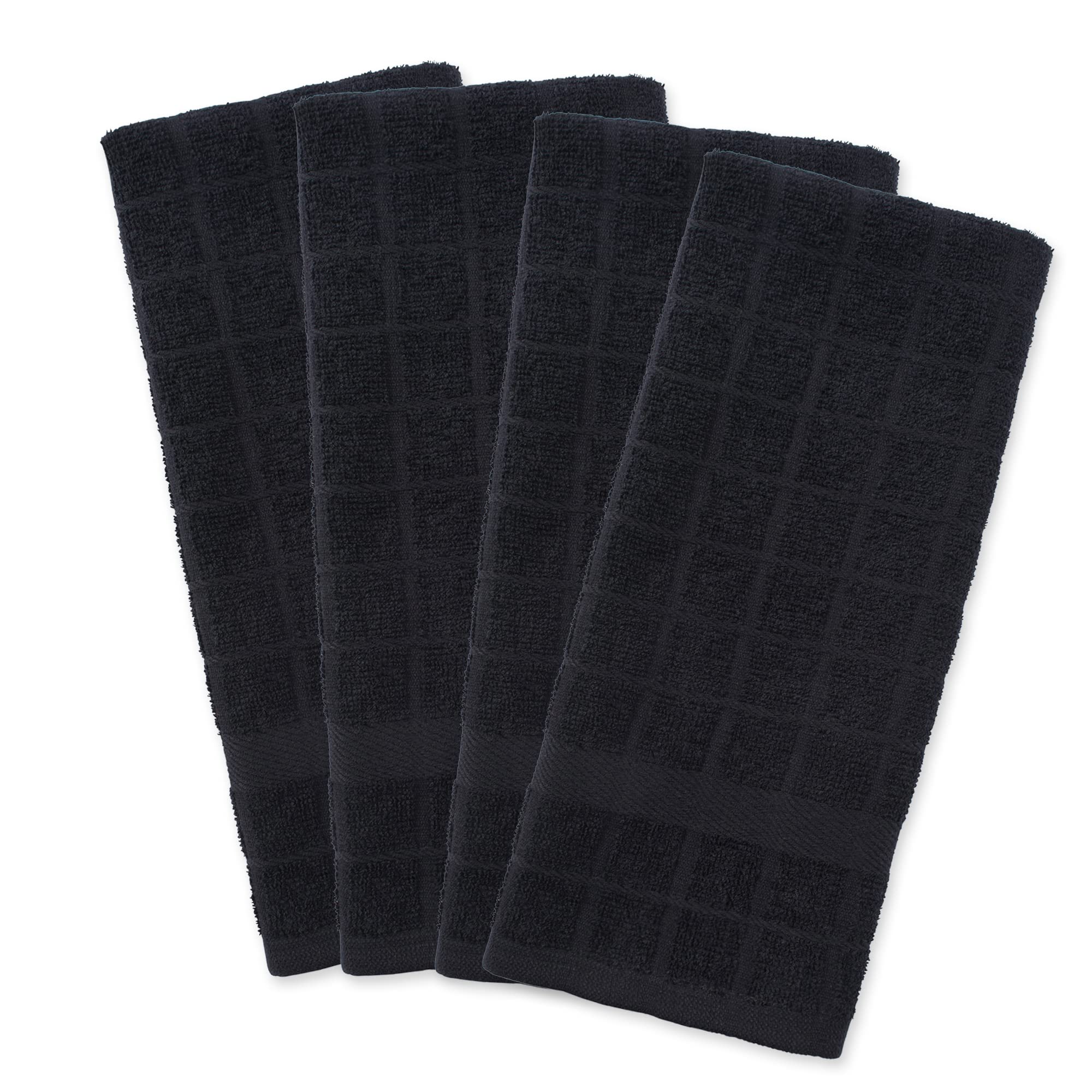 DII Solid Black Windowpane Terry Dishtowel (Set of 4)