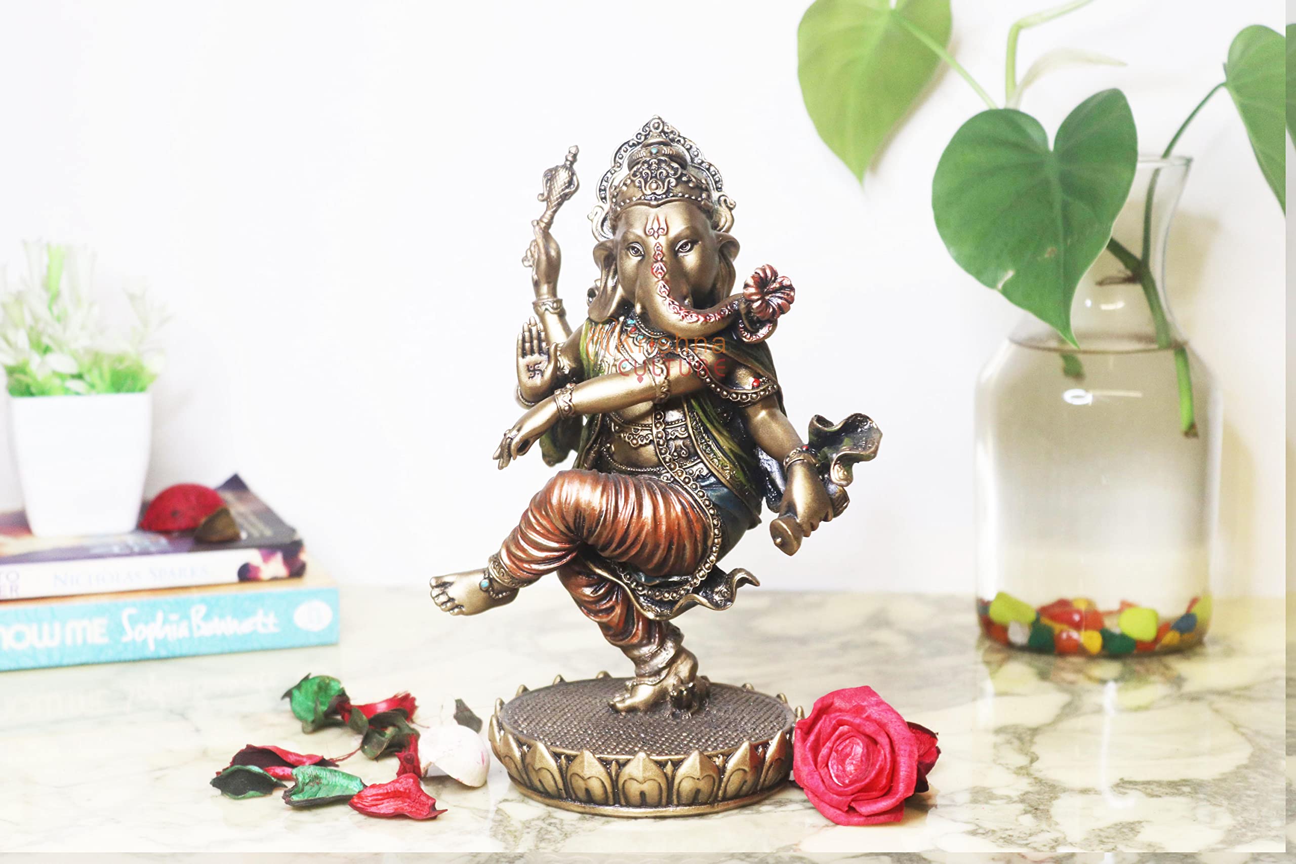 Sri Krishna Culture-New Large Beautiful Dancing Ganesh For Home Decoration-Antique Finish-Resin-Height-8 Inches