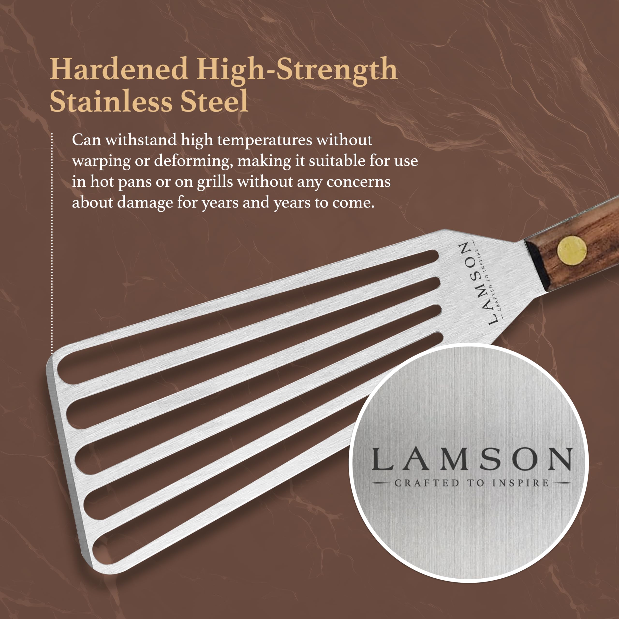 Lamson 3'' X 6'' Chef'S Slotted Turner With Walnut Handle - Left-Hand