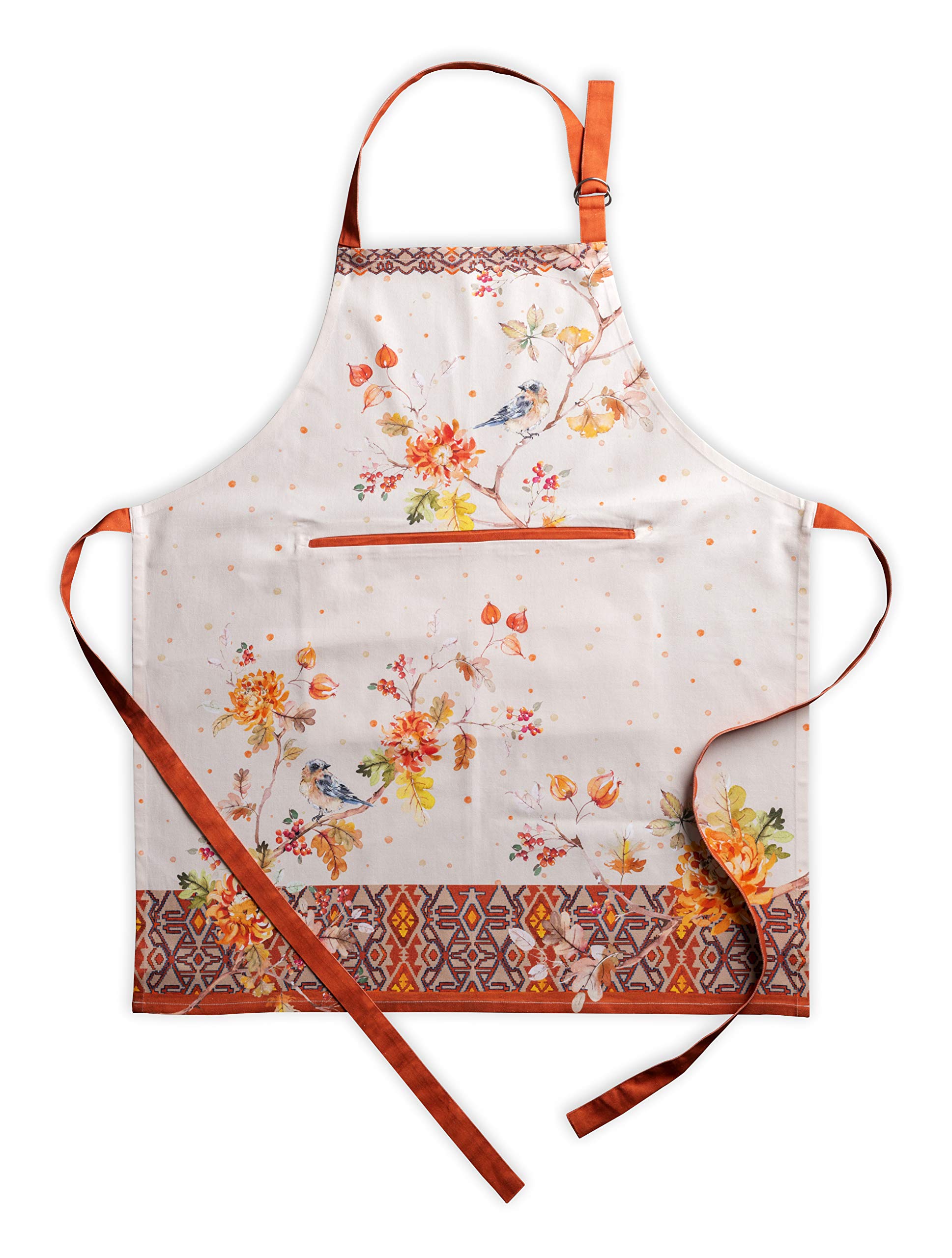 Maison D' Hermine Kelim 100% Cotton 1 Piece Kitchen Apron With An Adjustable Neck & Hidden Centre Pocket With Long Ties For Wome