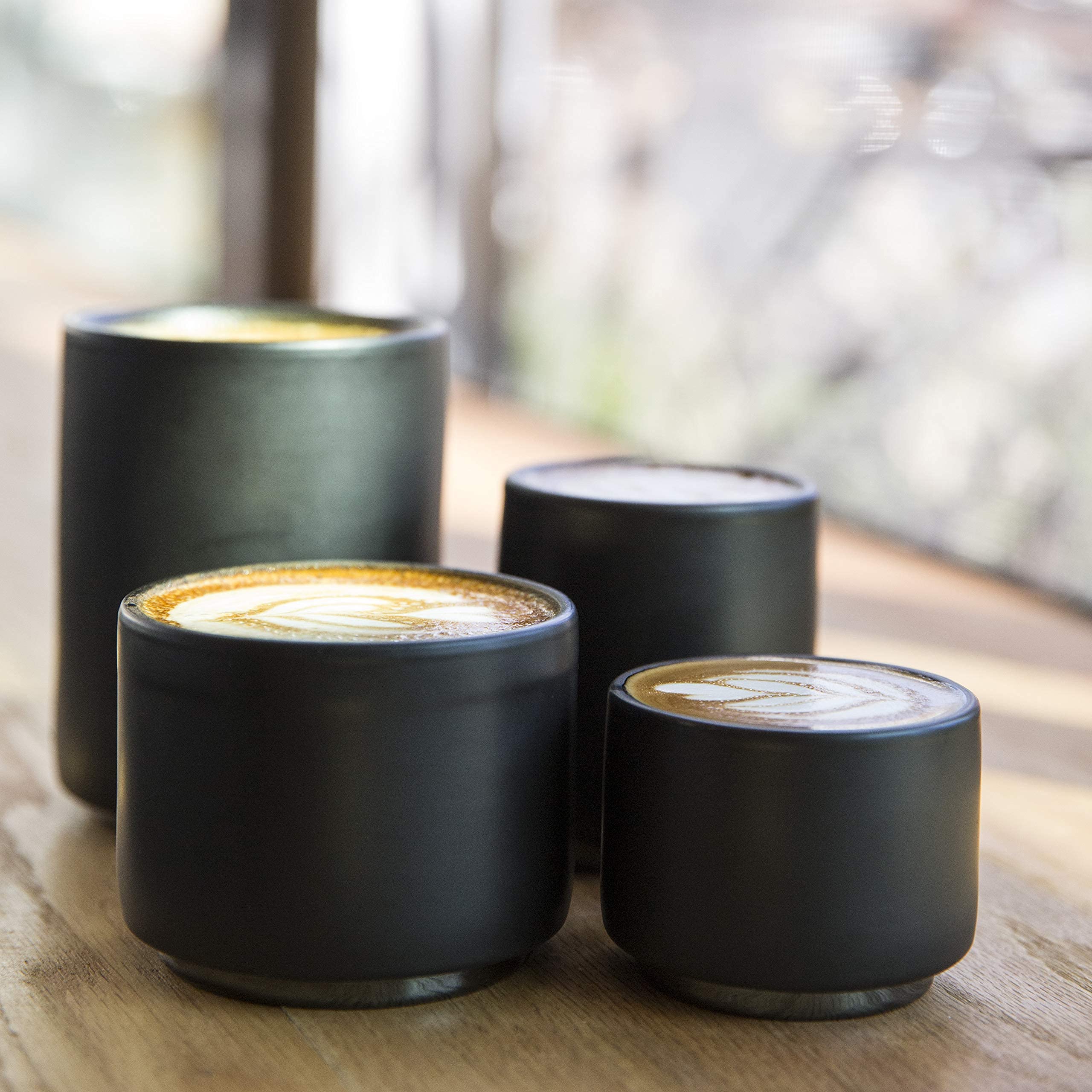 Fellow Monty Milk Art Espresso Cups - Small Double Wall Ceramic Demitasse, Matte Black With Graphite Base, 3 Oz Cup (Set Of 2)