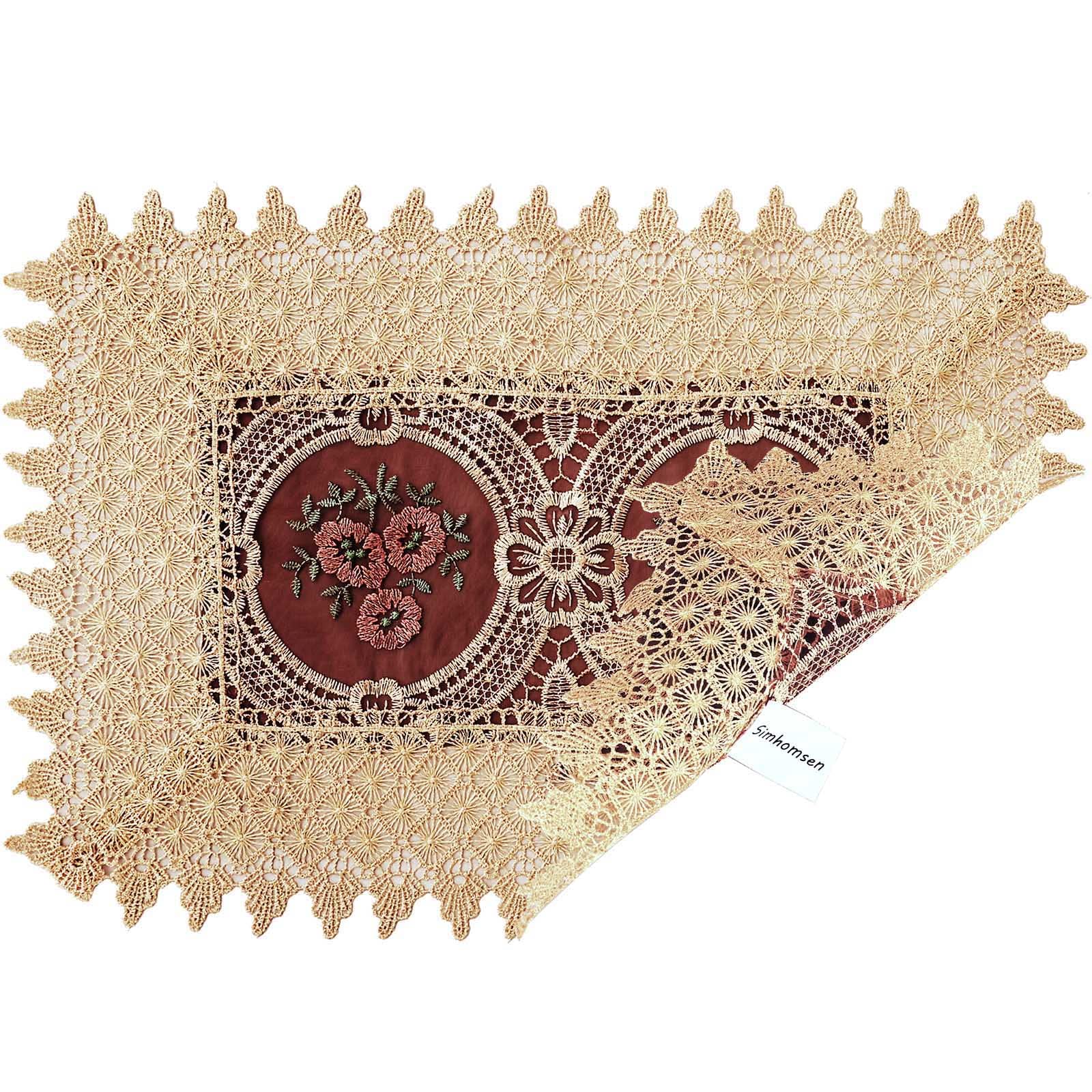 Simhomsen Set Of 4 Burgundy Lace Table Placemat Rectangular 12    18 Inch