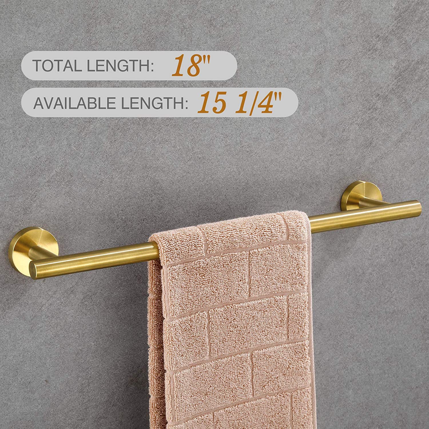 USHOWER Brushed Gold Towel Bar  18-Inch Towel Racks for Bathroom Wall-Mounted  SUS304 Stainless Steel Towel Rod Modern Home Decor (Total Length 20-Inch)