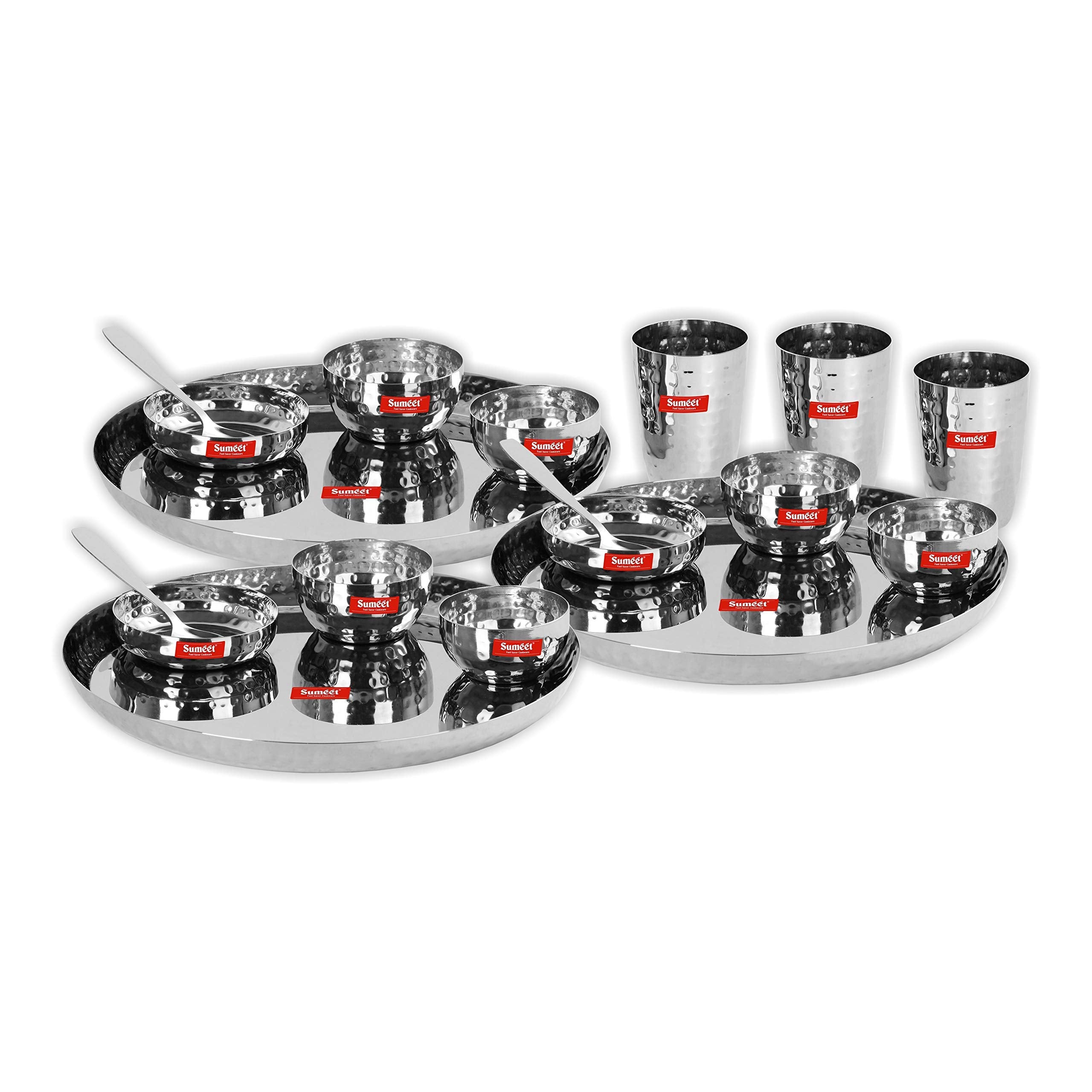 Sumeet Stainless Steel Royal Dinner Set (18 Pieces, Silver), Modern