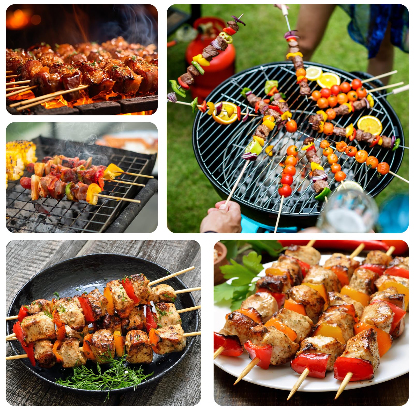 12 Inch Bamboo Skewers 400Pcs, F=4Mm - Thick Wooden Skewers For Grilling, Bbq, Fruit Kabobs, Appetizers, Chocolate Fountain - Na