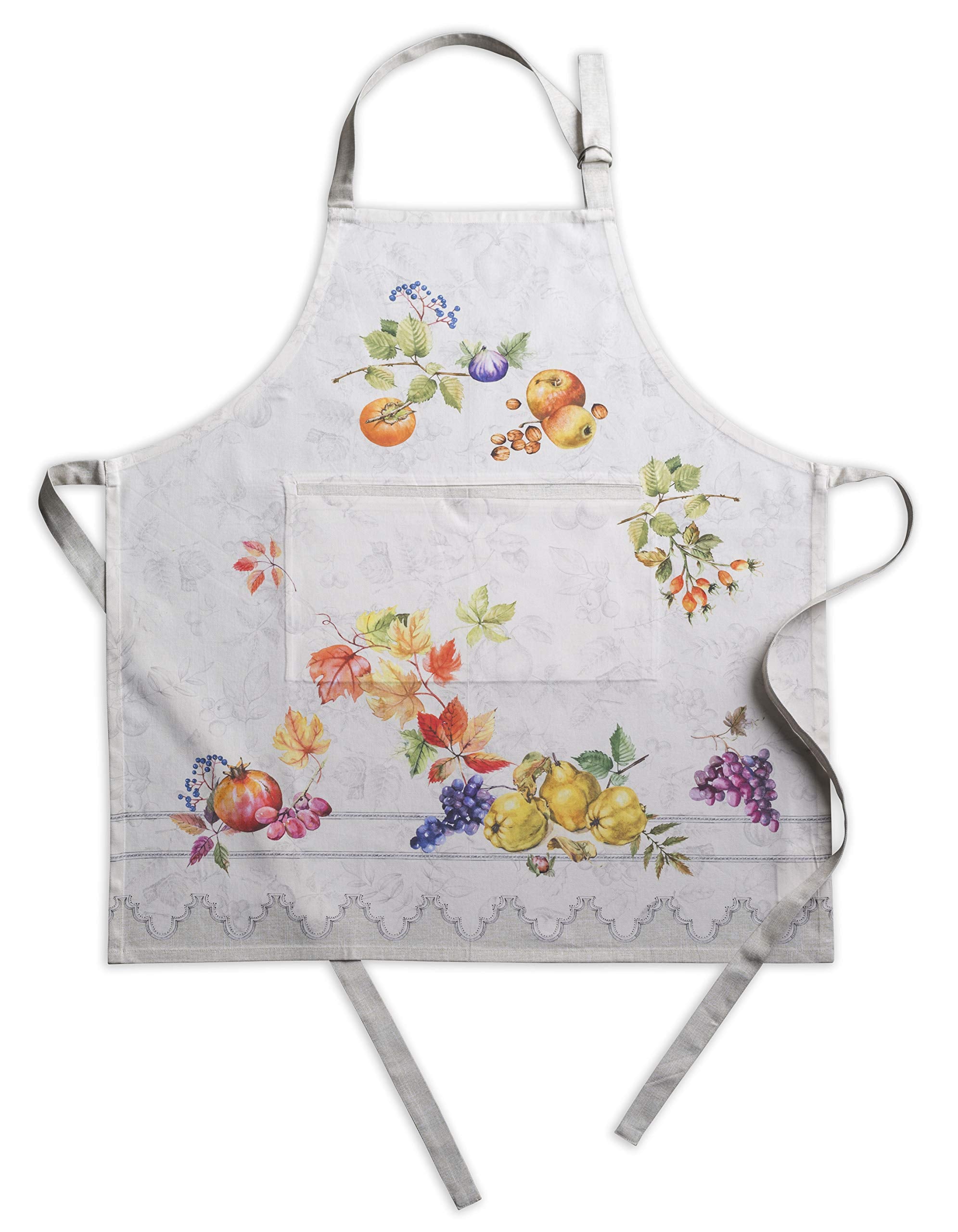 Maison D' Hermine Fruit D'Hiver 100% Cotton 1 Piece Kitchen Apron With An Adjustable Neck & Hidden Centre Pocket With Long Ties