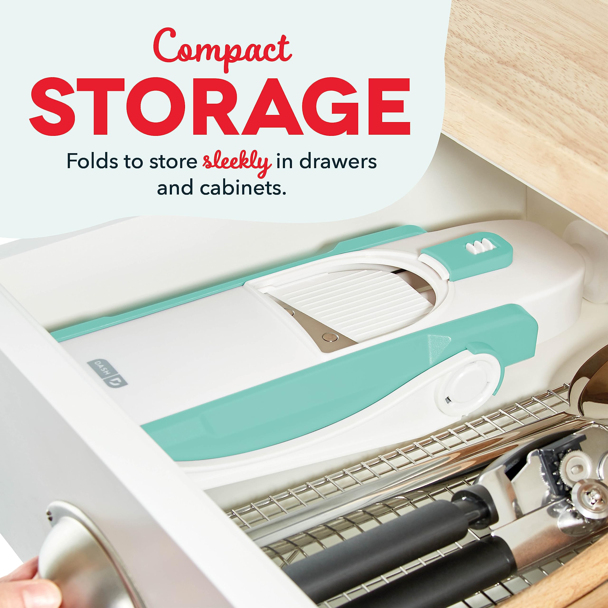 Dash Safe Slice Mandoline Slicer, Julienne + Dicer For Vegetables, Meal Prep & More With 30+ Presets & Thickness Adjuster - Aqua