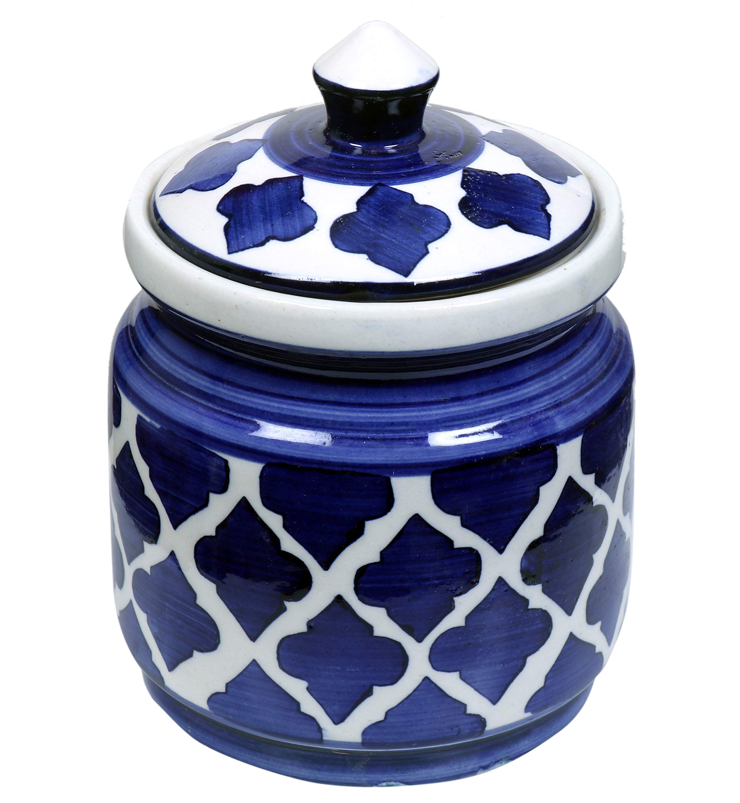 Raj Royal Ceramic Jar With Lid Food Storage Container Canister Multipurpose Martaban Achar Pickle Barni Jar For Kitchen (Blue, 7