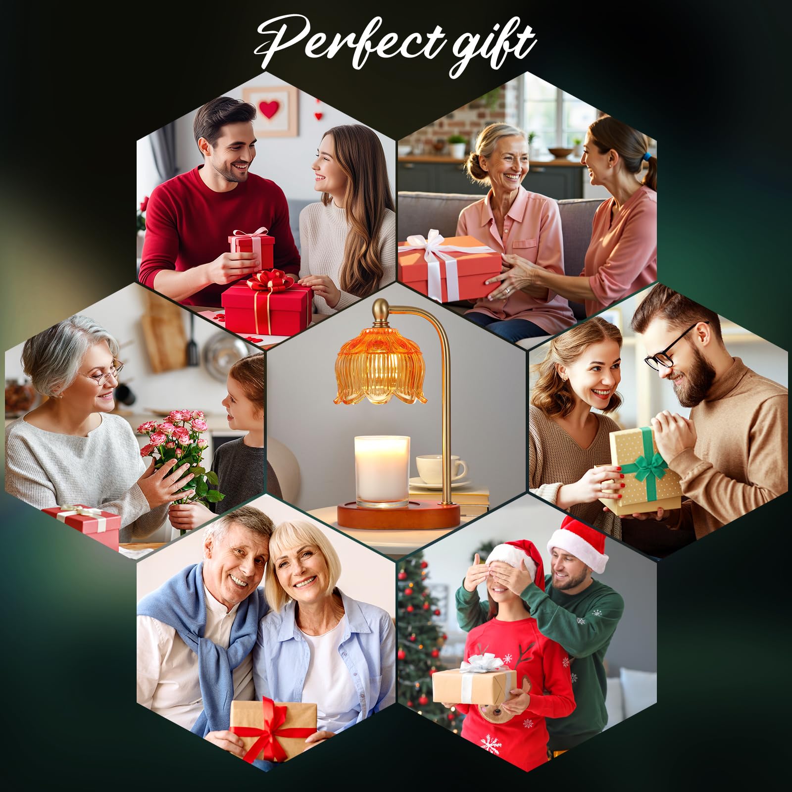 Candle Warmer Lamp with Timer and Dimmer,Electric Amber Light Gifts for Women Melt Wax Warmer Lamp with 2 Bulbs for Candle Jars