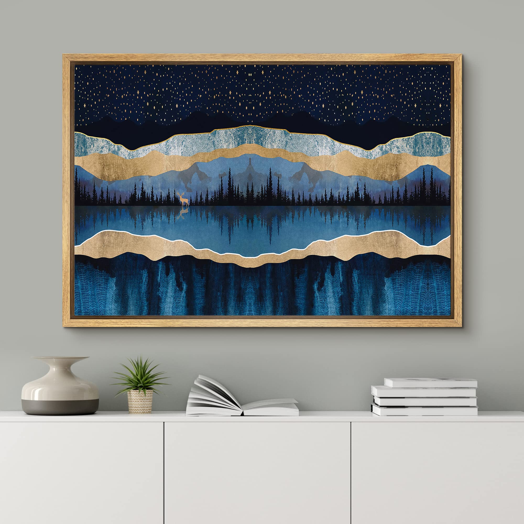 Signford Framed Canvas Home Artwork Decoration Abstract Mountain Nature Scenery Canvas Wall Art Woodland Nursery Decor For Livin