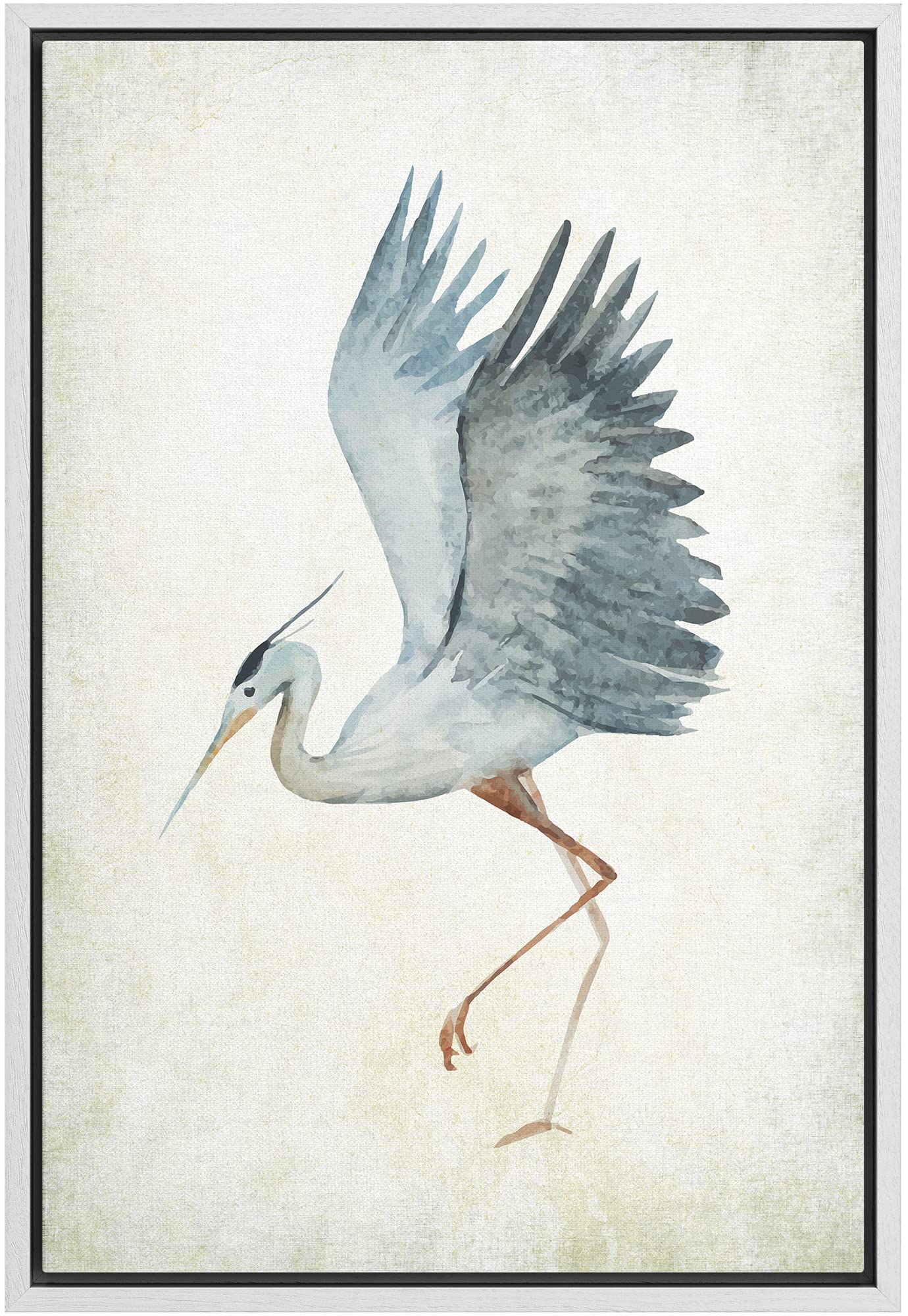 Wall26 - Framed Canvas Wall Art - Heron Bird Spread The Wings - Wild Animal - Gallery Wrap Modern Home Art | Ready To Hang - 24'