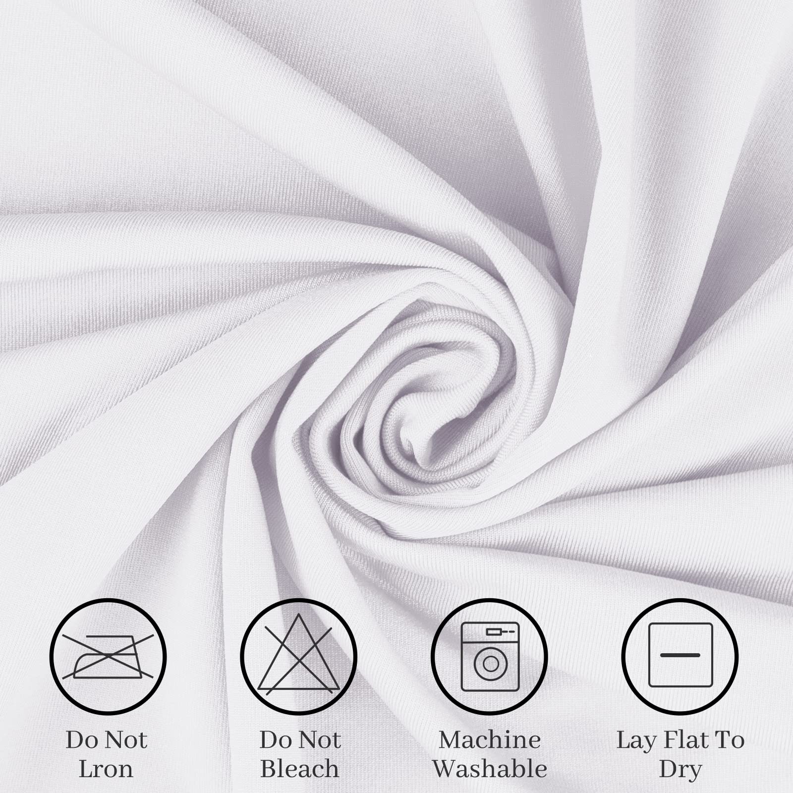 Fhberni Spandex Table Cover 4 ft. Fitted Polyester Tablecloth Stretch Table Cover Table Topper Open Back - White