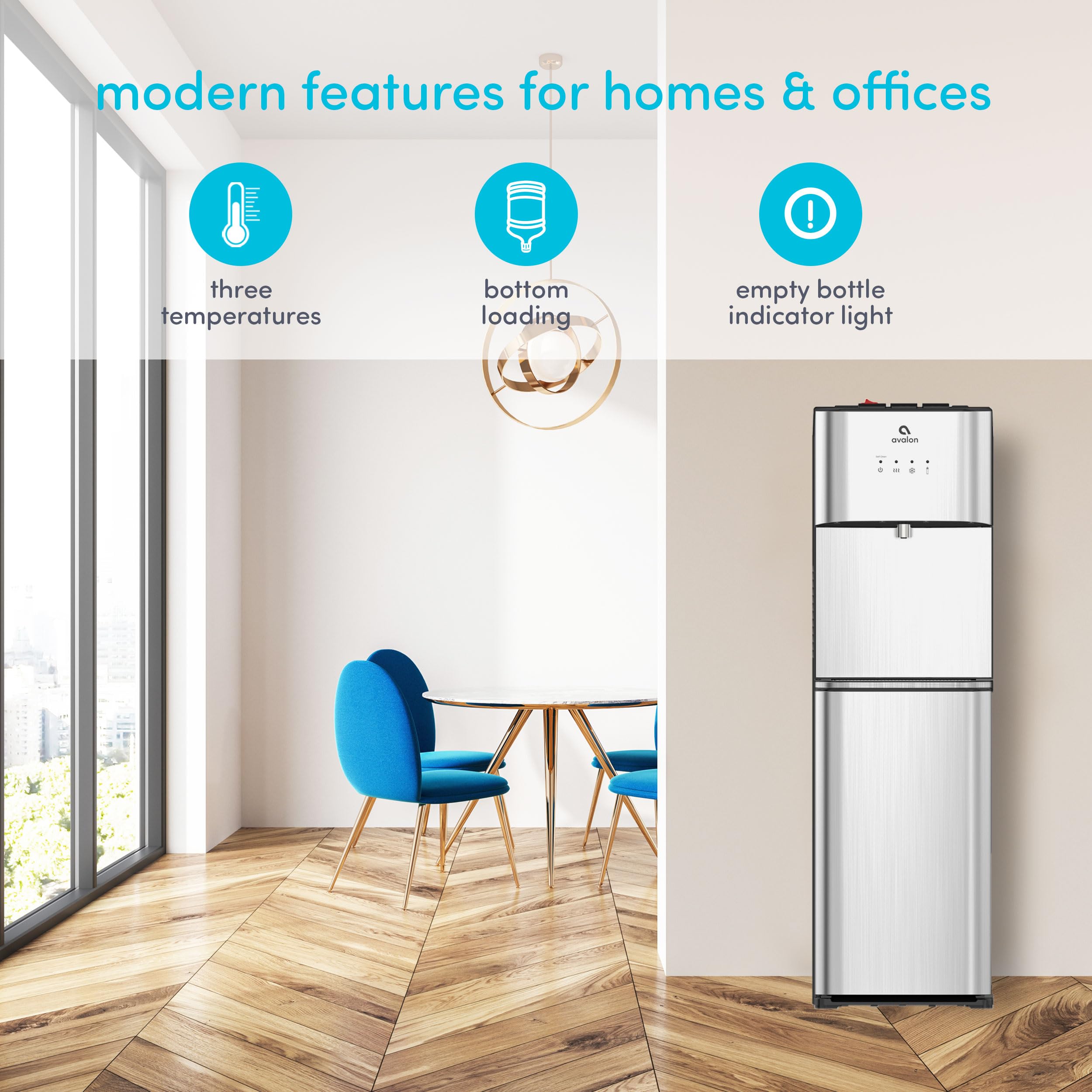 Avalon Limited Edition Self Cleaning Water Cooler Water Dispenser - 3 Temperature Settings - Hot, Cold & Room Water, Durable Sta