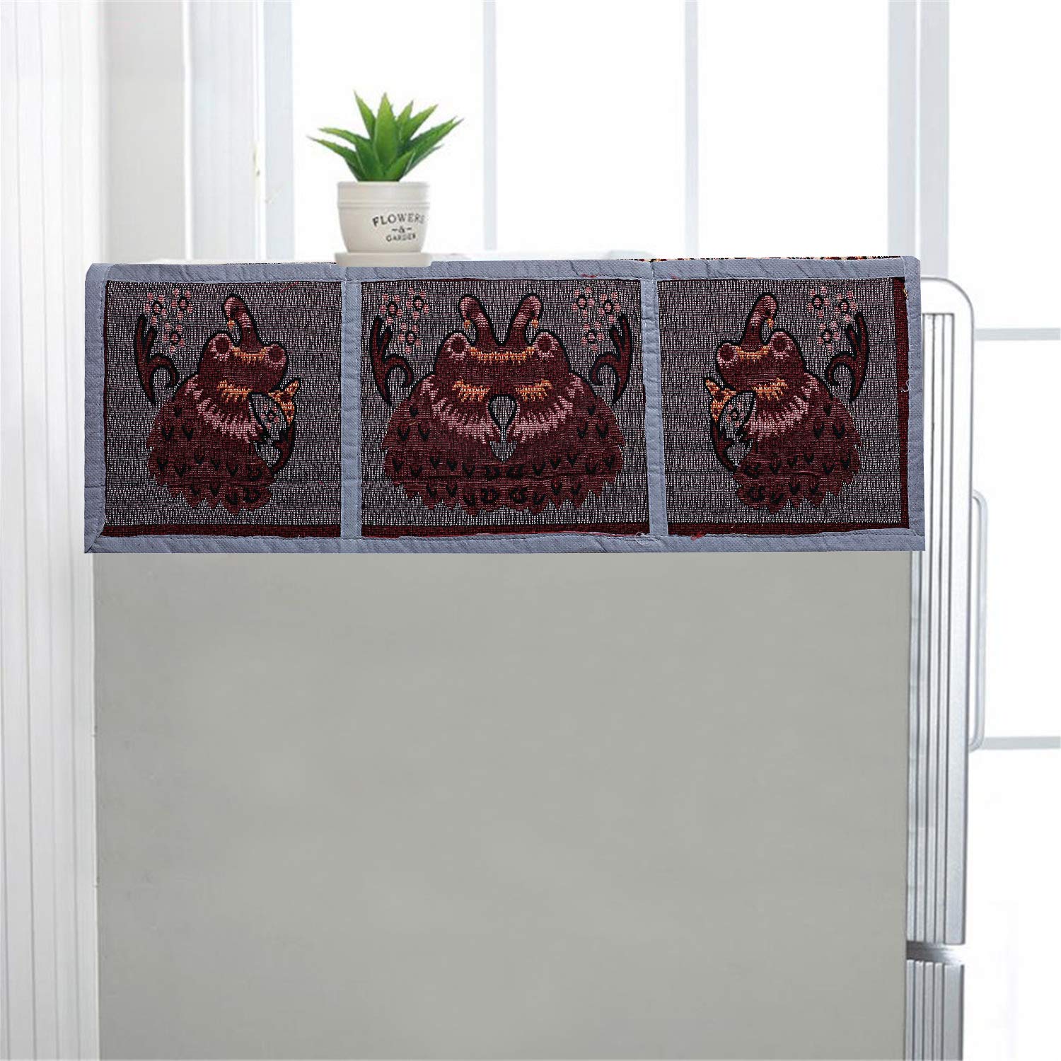 Kuber Industries Cotton Fridge Top Cover (Grey) -Ctktc08579