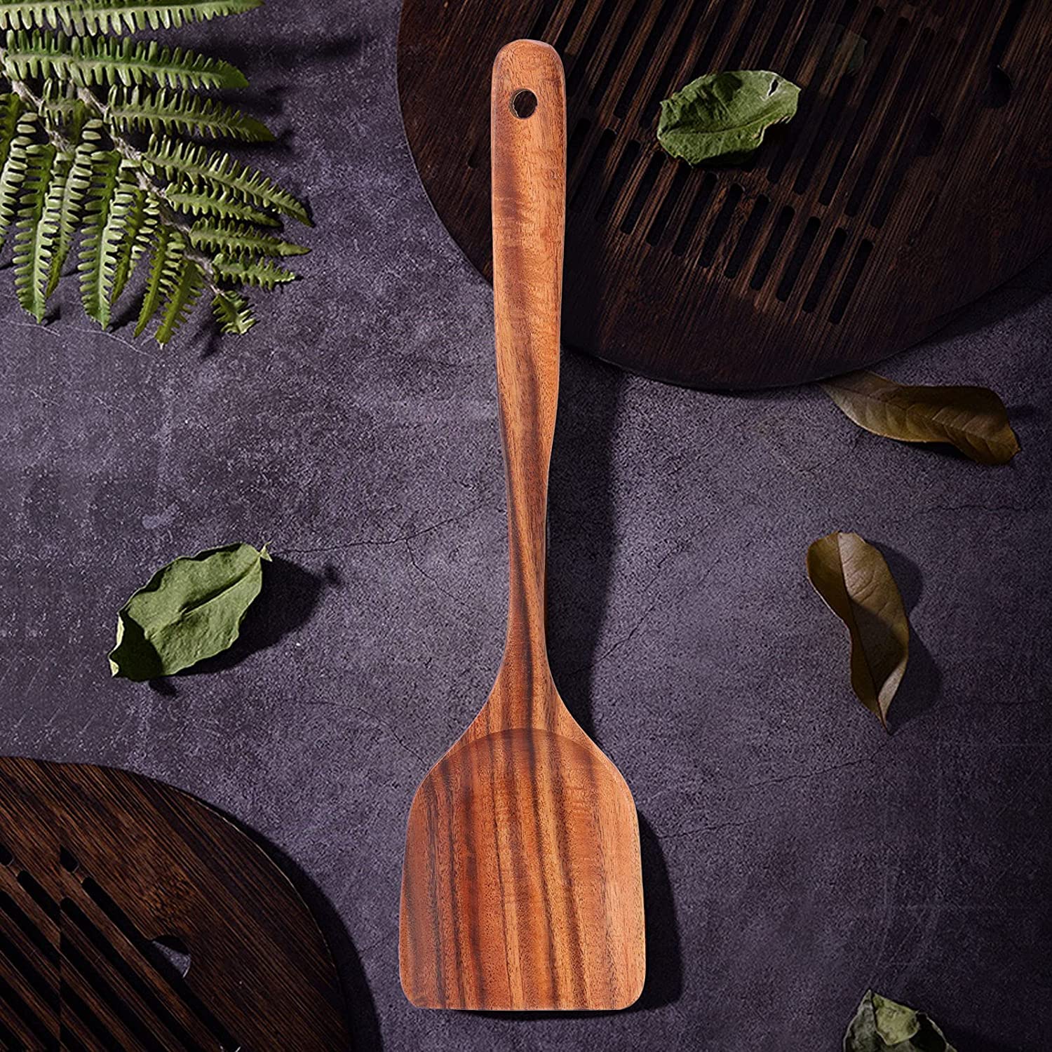 Armrouns Wooden Spatula Turner For Cooking 2-Pack Set, Natural Wooden Cooking Utensils Kitchen Spatulas (15.6'')