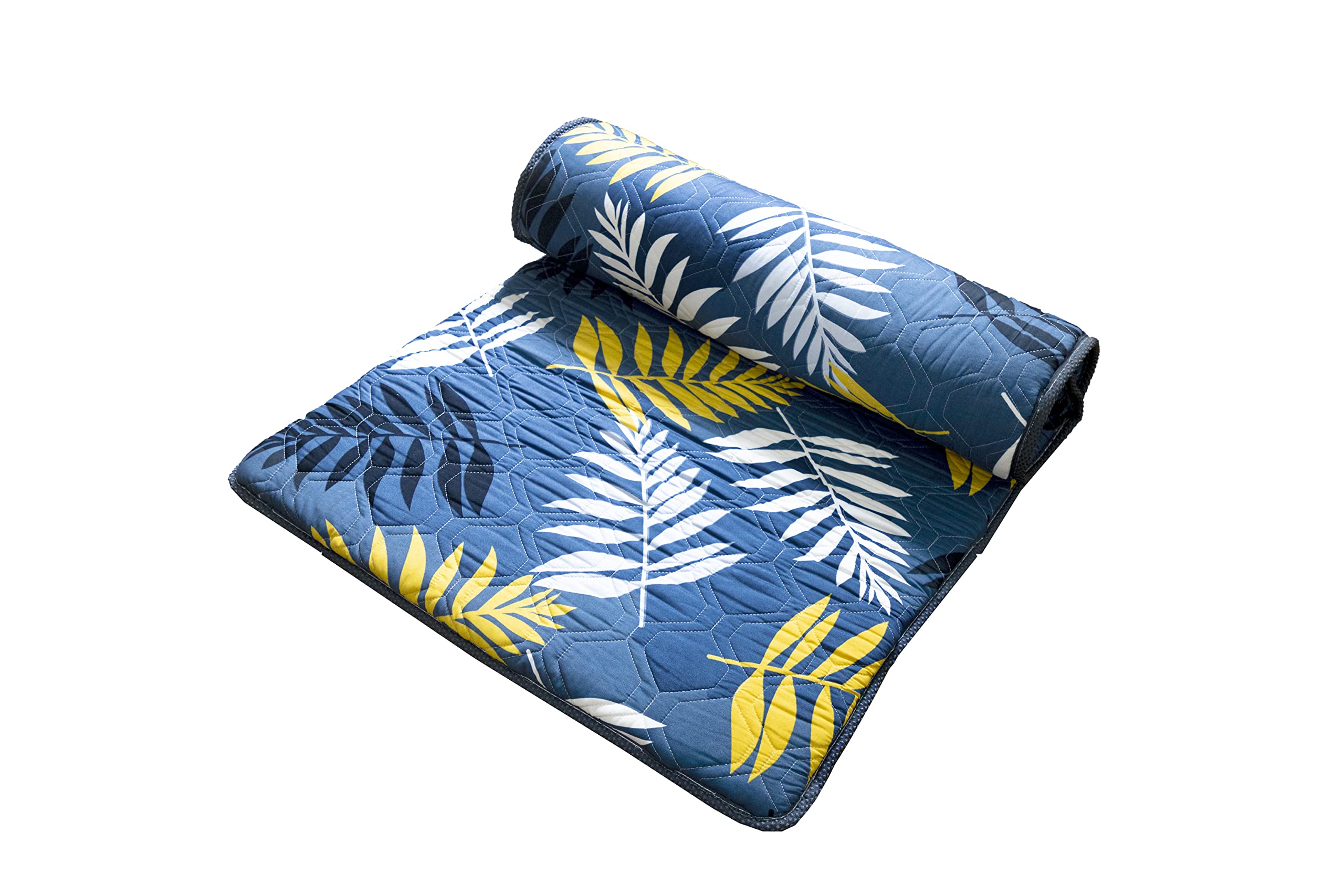 Spineheal Mattress Rollable Hd Foam Filled Leaf Printed Bed Mattress | Roll-Up Travel Mattresses For Floor, Bed, Guest, Picnic, 