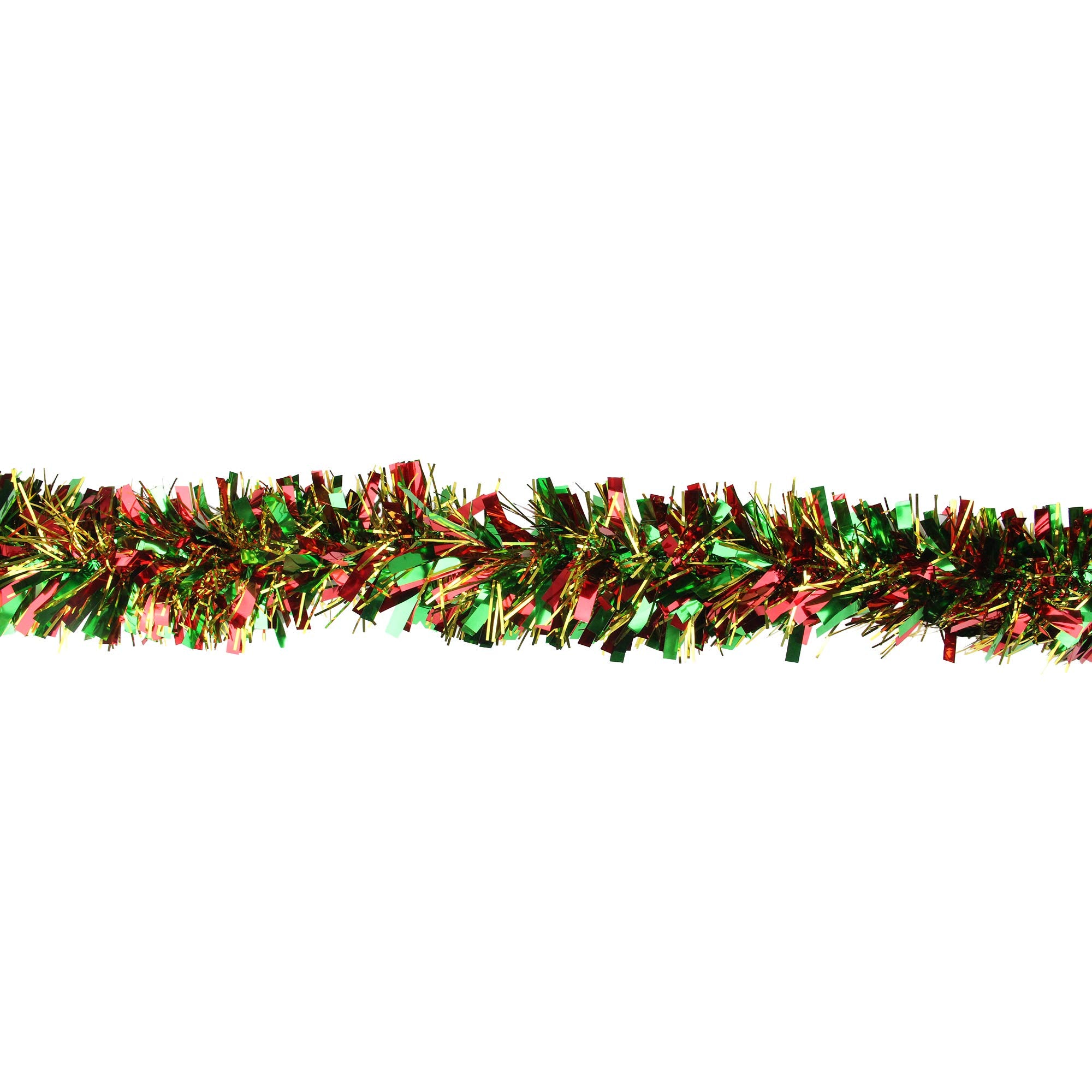 Wide Cut Tinsel Christmas Garland - 12' x 4 - Gold, Red and Green - Unlit