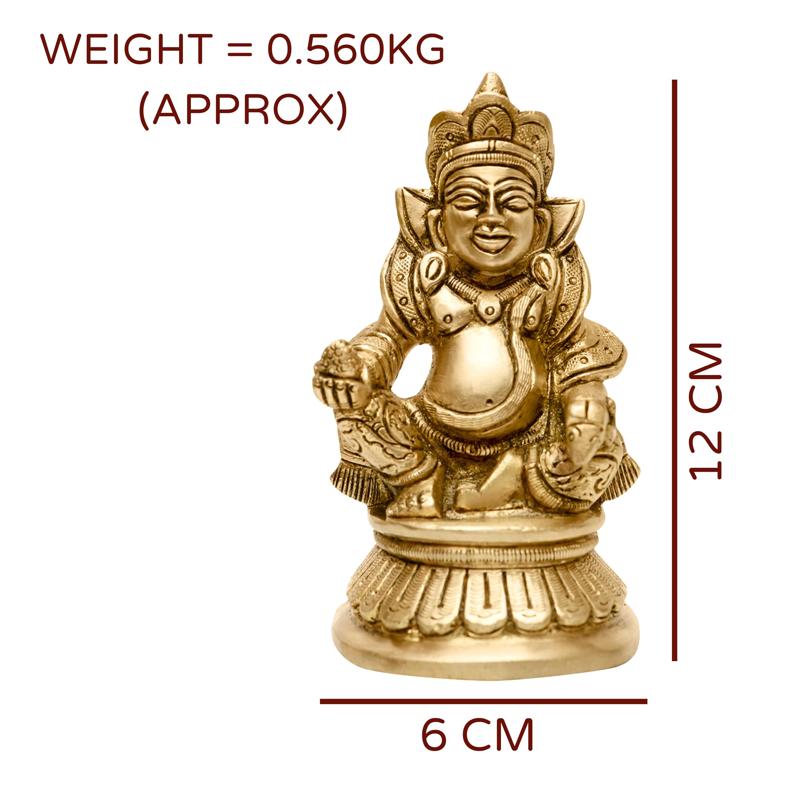 Vastu Vardan Brass Kuber Statue | Height - 12 Cm Aprrox. | Weight - 560 Gram Approx. | Vastu Idol For Home And Office | Zonal Pl