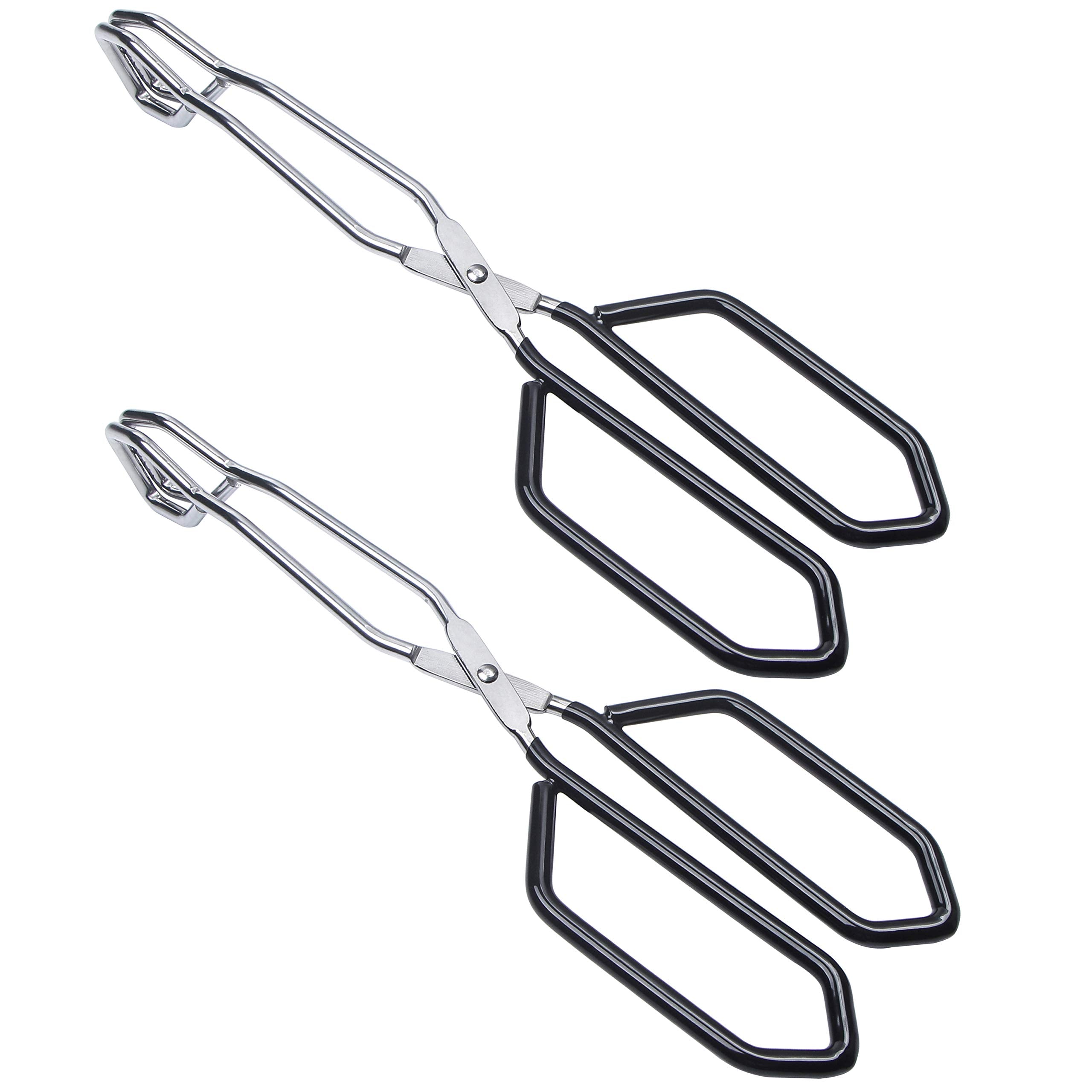 Msy Bigsunny Stainless Steel Scissor Tongs Heavy Duty Cooking Tongs With Soft Handles (2, Black 11'' +11'')