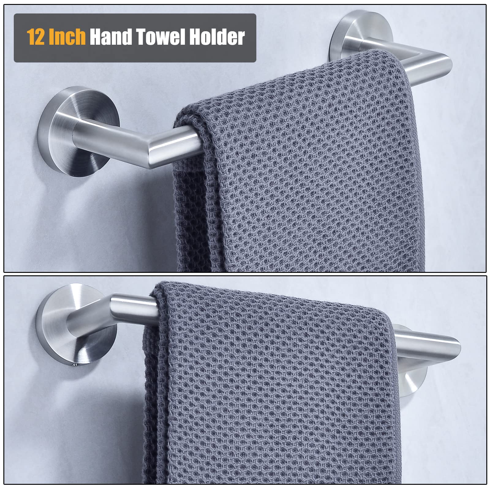 Swhyger 12 Inch Hand Towel Bar Bathroom Towel Holder,Bath Accessories Thicken Stainless Steel Shower Towel Rack,Kitchen Dish Clo