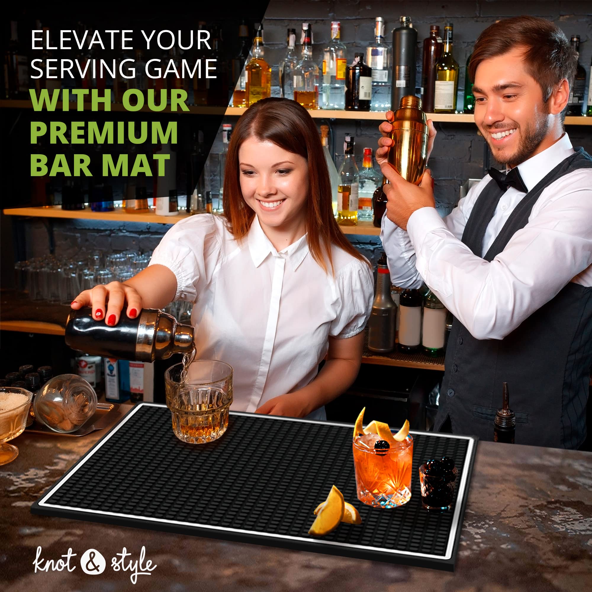Premium Bar Mat For Home Bar: Elegant Bar Mats For Countertop With White Border - Essential Bar Accessories For The Home Bar Set