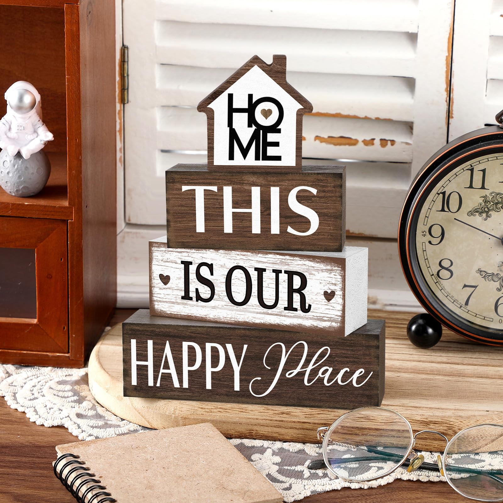 Cinnvoice Farmhouse Wooden Tabletop Decor Rustic Theres No Place Like Home Table Centerpiece Home Wood Blocks Sign Gifts Farmho