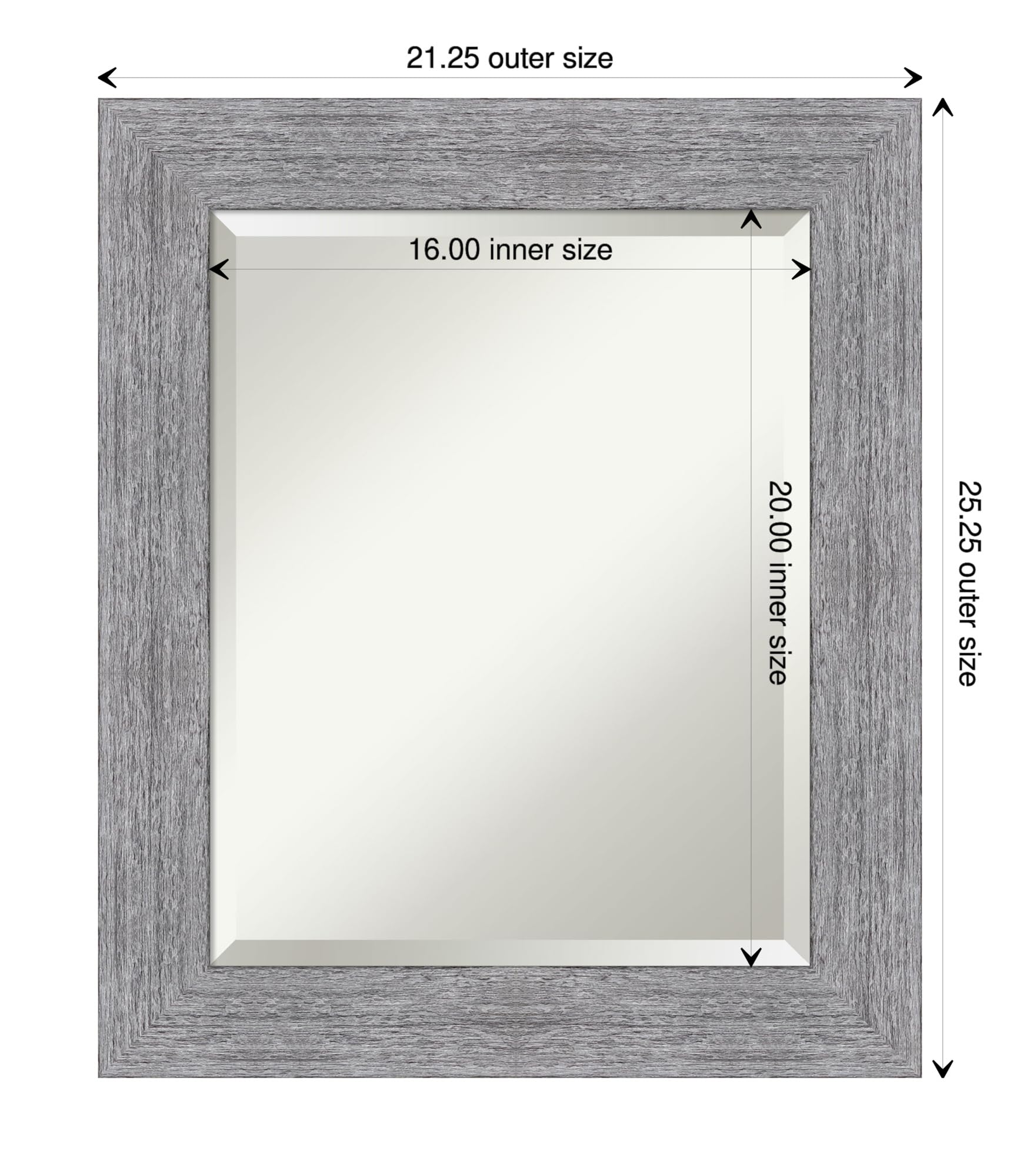 Amanti Art Bathroom Mirror, Bark Rustic Grey Wall Mirror For Use As Bathroom Vanity Mirror Over Sink (25.25 X 21.25 In.) Beveled