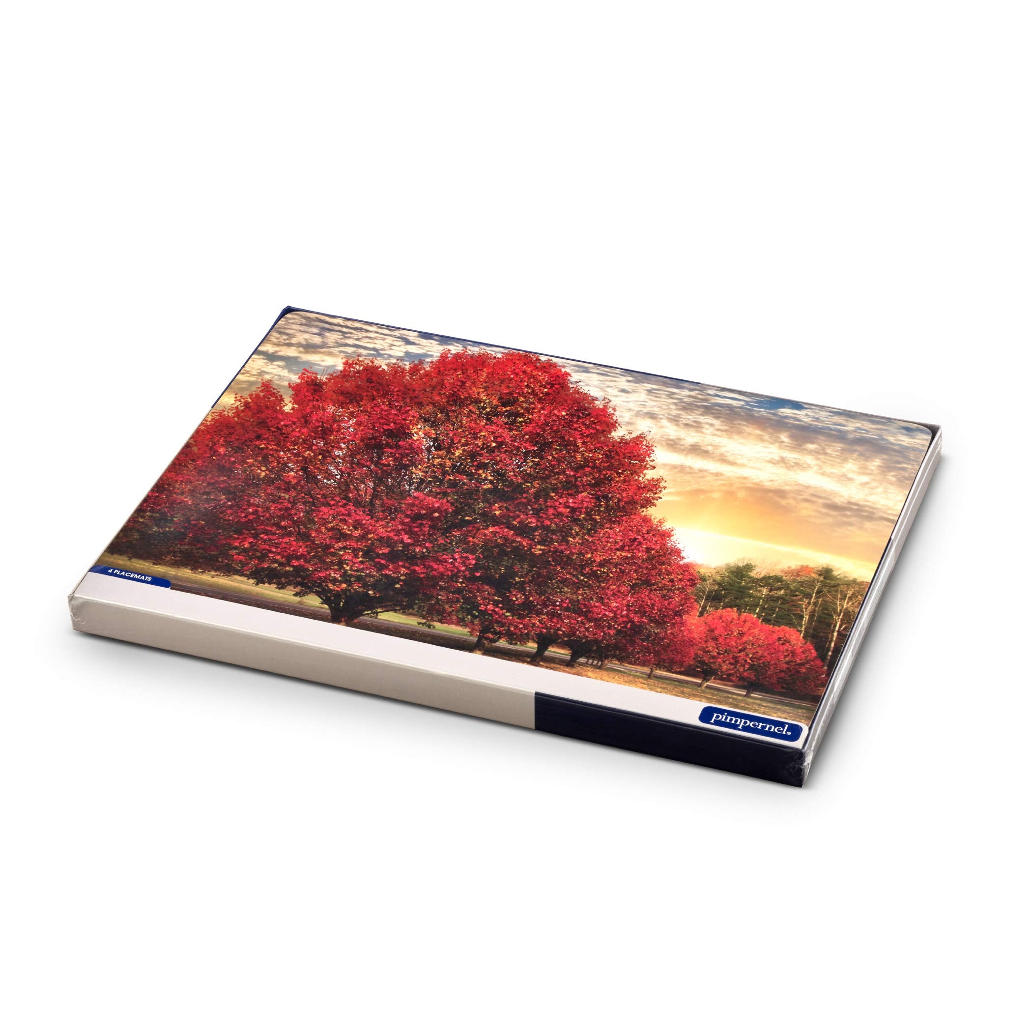 Pimpernel Crimson Trees Collection Placemats | Set of 4 | Heat Resistant Mats | Cork-Backed Board | Hard Placemat Set for Dining Table | Measures 15.7  x 11.7  Multicolor