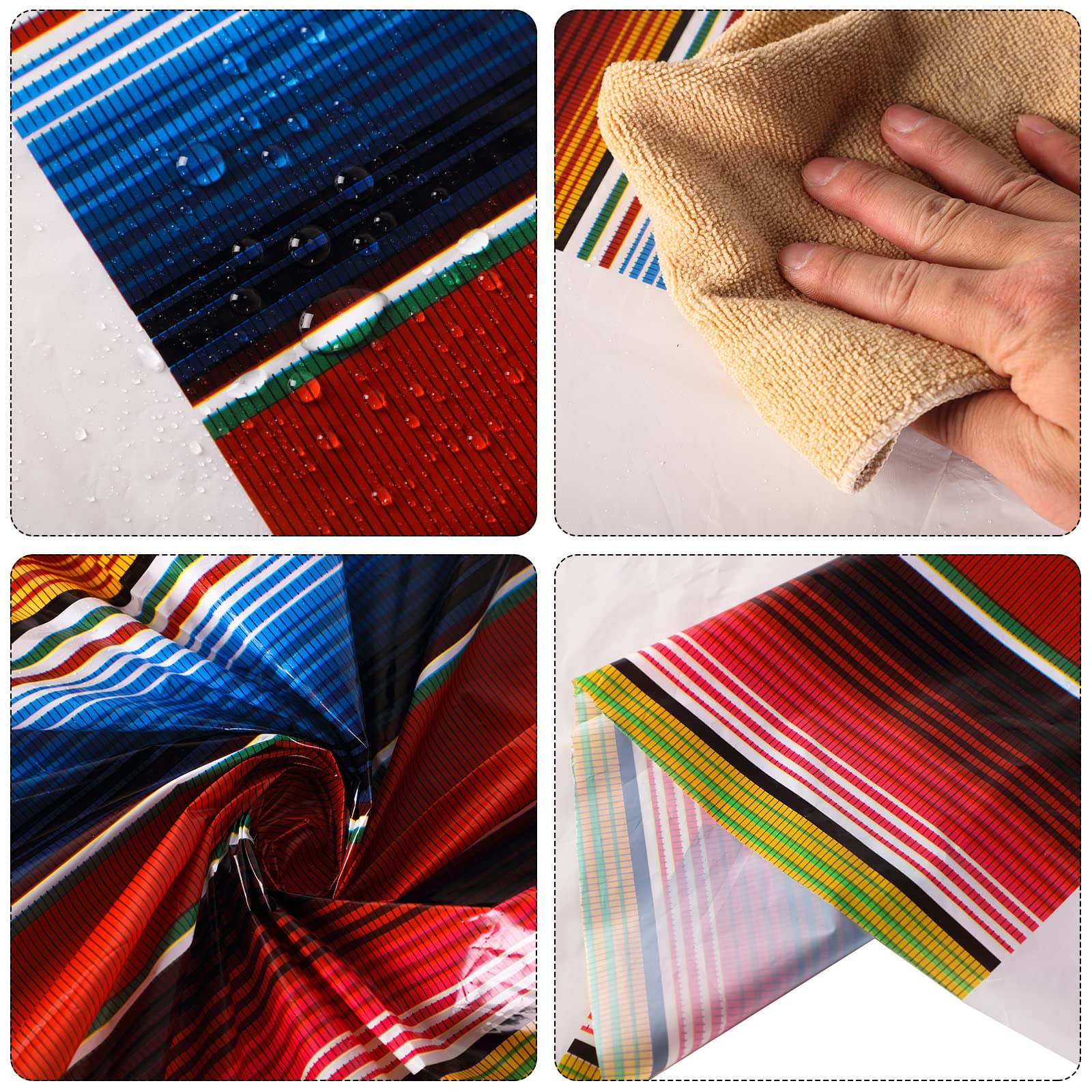Oudain Mexican Round Tablecloth 84 Inch Mexican Striped Serape Tablecloth Fiesta Waterproof Table Cloth Table Cover For Cinco De