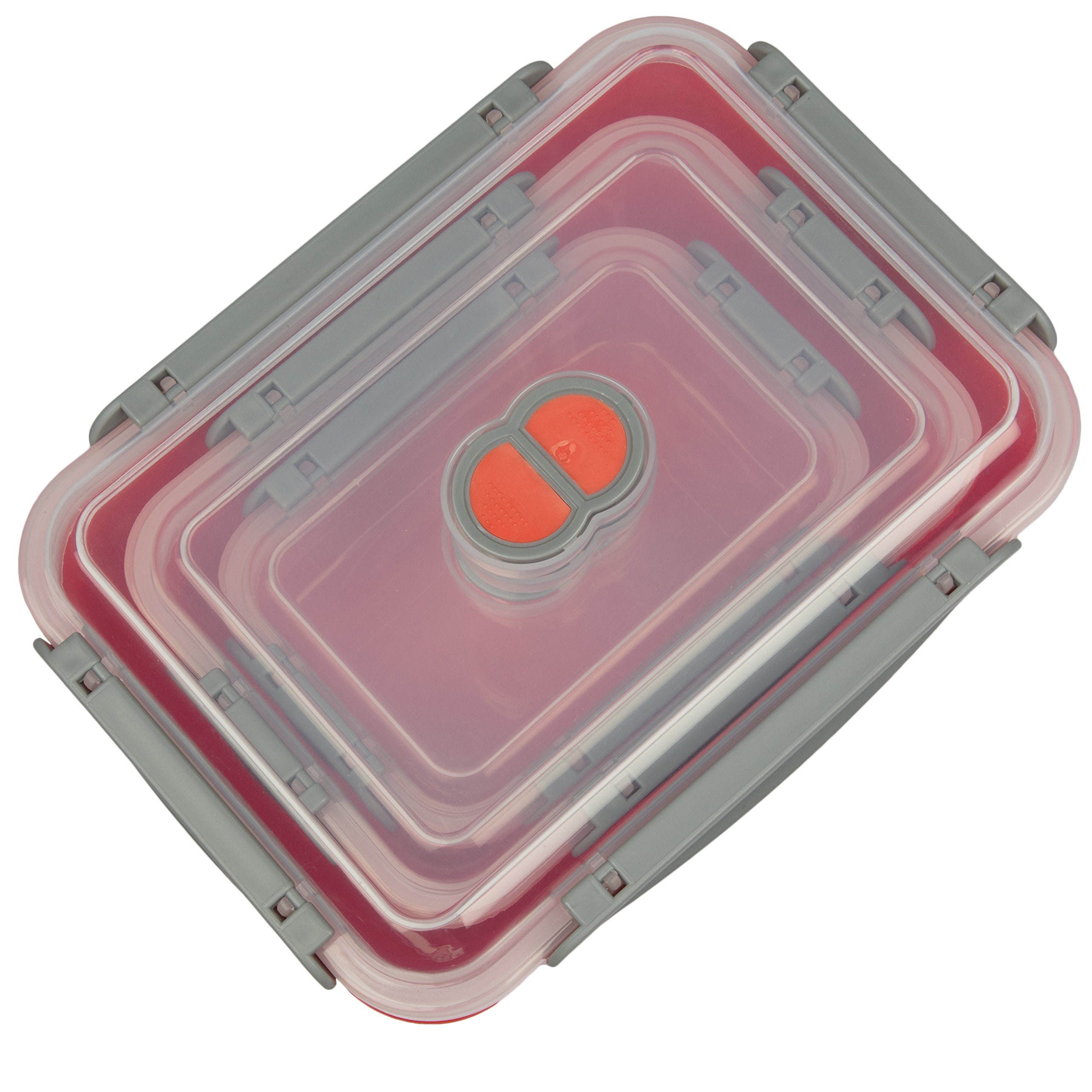 Microwave Food Storage Containers- Set Of 3 Nesting Microwave Cookware Meal Prep Containers W Locking Steam Vent Lids- Bpa Free,