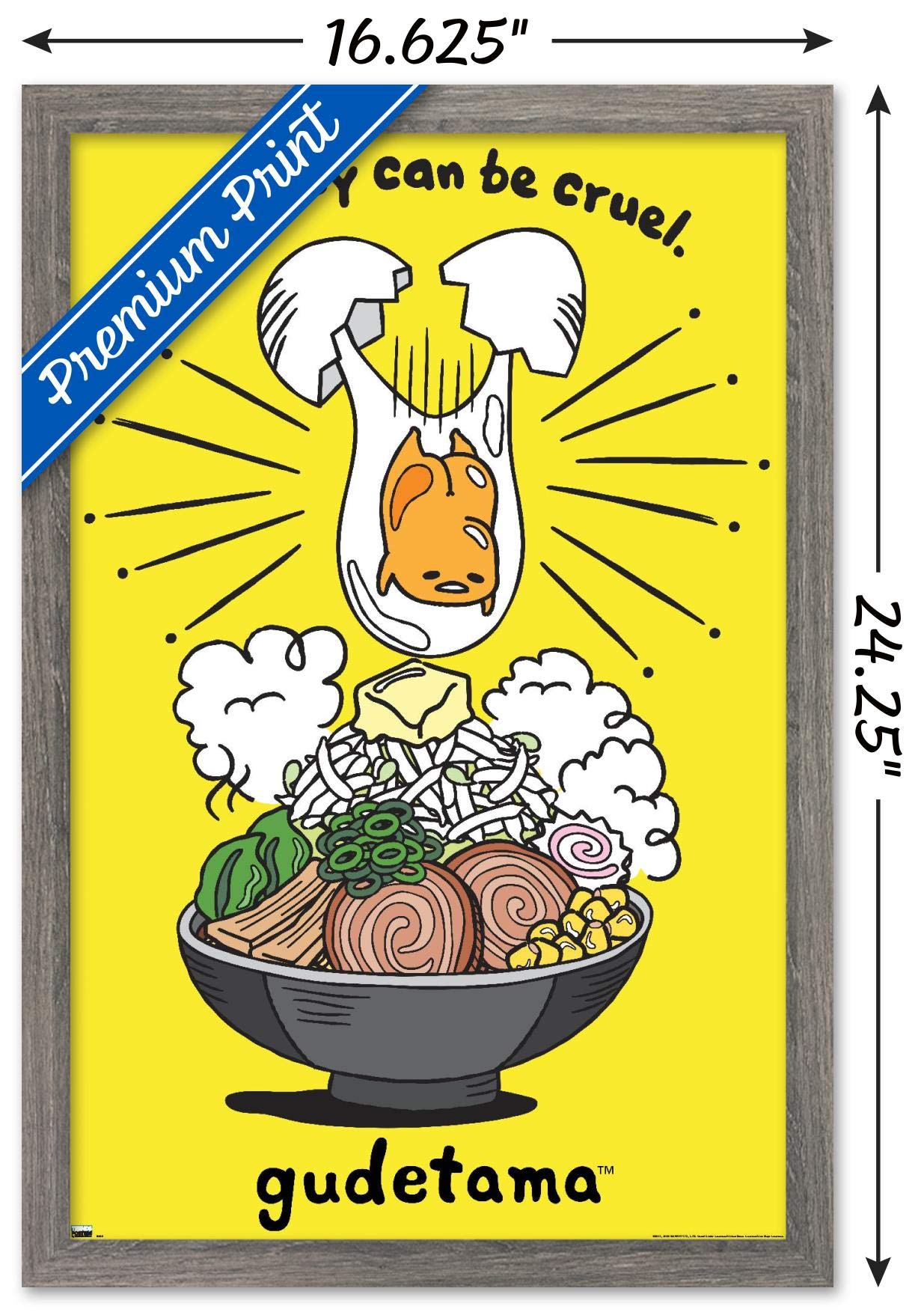 Trends International Gudetama - Gravity Wall Poster, 14.725'' X 22.375'', Barnwood Framed Version