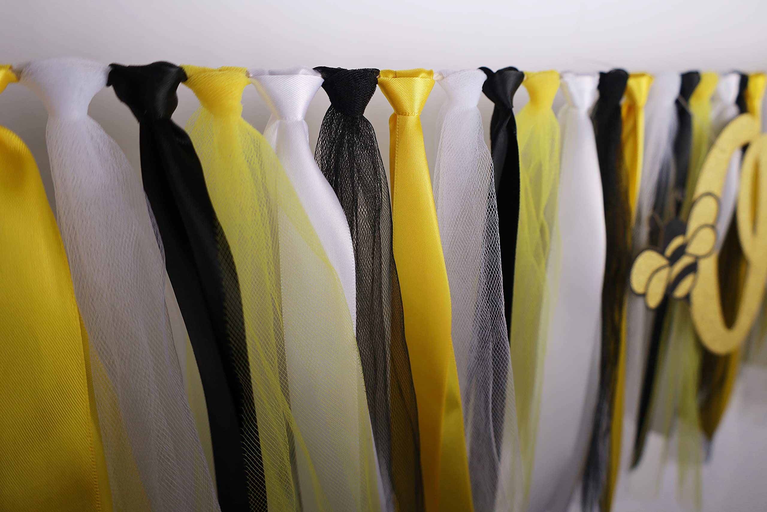 Miaul Honeybee Highchair Banner Decoration For Baby - First 1St Birthday Banner Photo Props, Yellow White Black, High Chair Garl