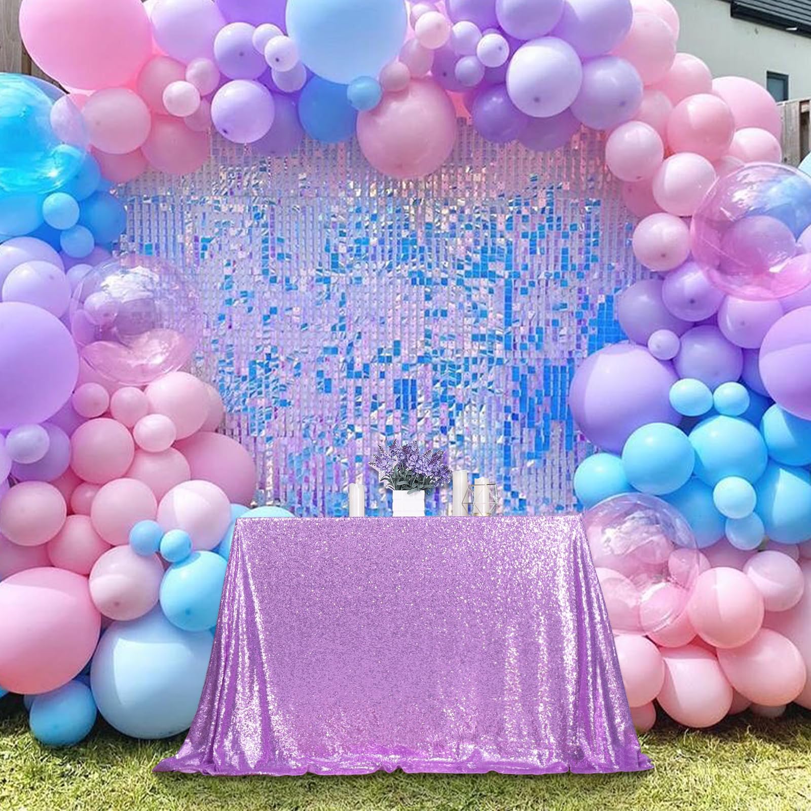 Partydelight Sequin Tablecloth, Wedding, Sweetheart, Christmas Tree, Rectangular, 50''X80'', Lavender