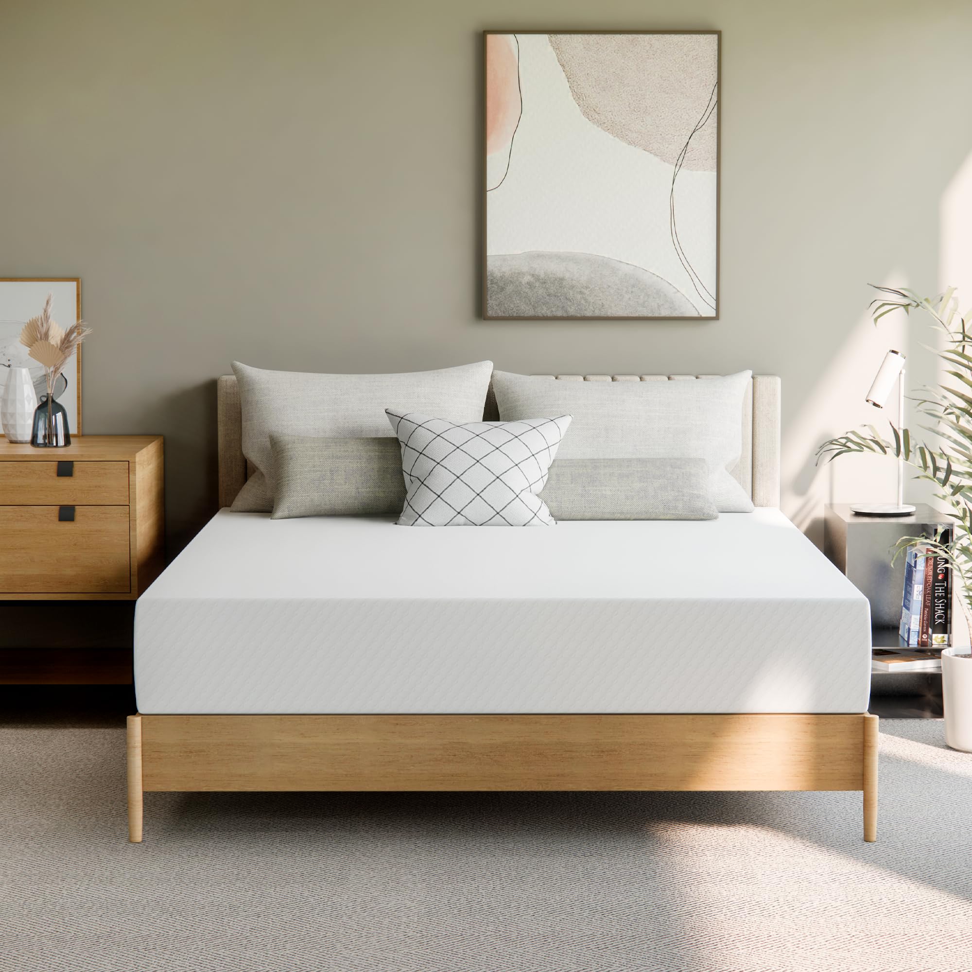 Gaeste 10 Inch Queen Cooling Gel Memory Foam Medium Firm Mattress Breathable Pressure Relief Certipur-Us Certified Mattress-In-A