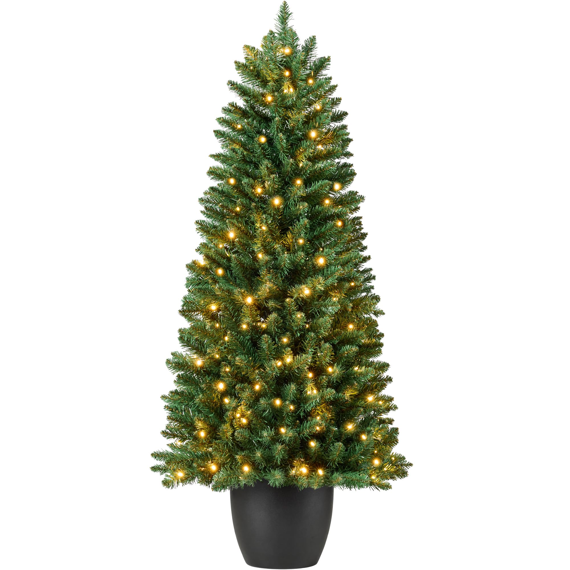 Best Choice Products Prelit Potted Pencil Christmas Tree, 4.5Ft Artificial Lighted Holiday D  cor, 175 Twinkling LEDs for Home, 