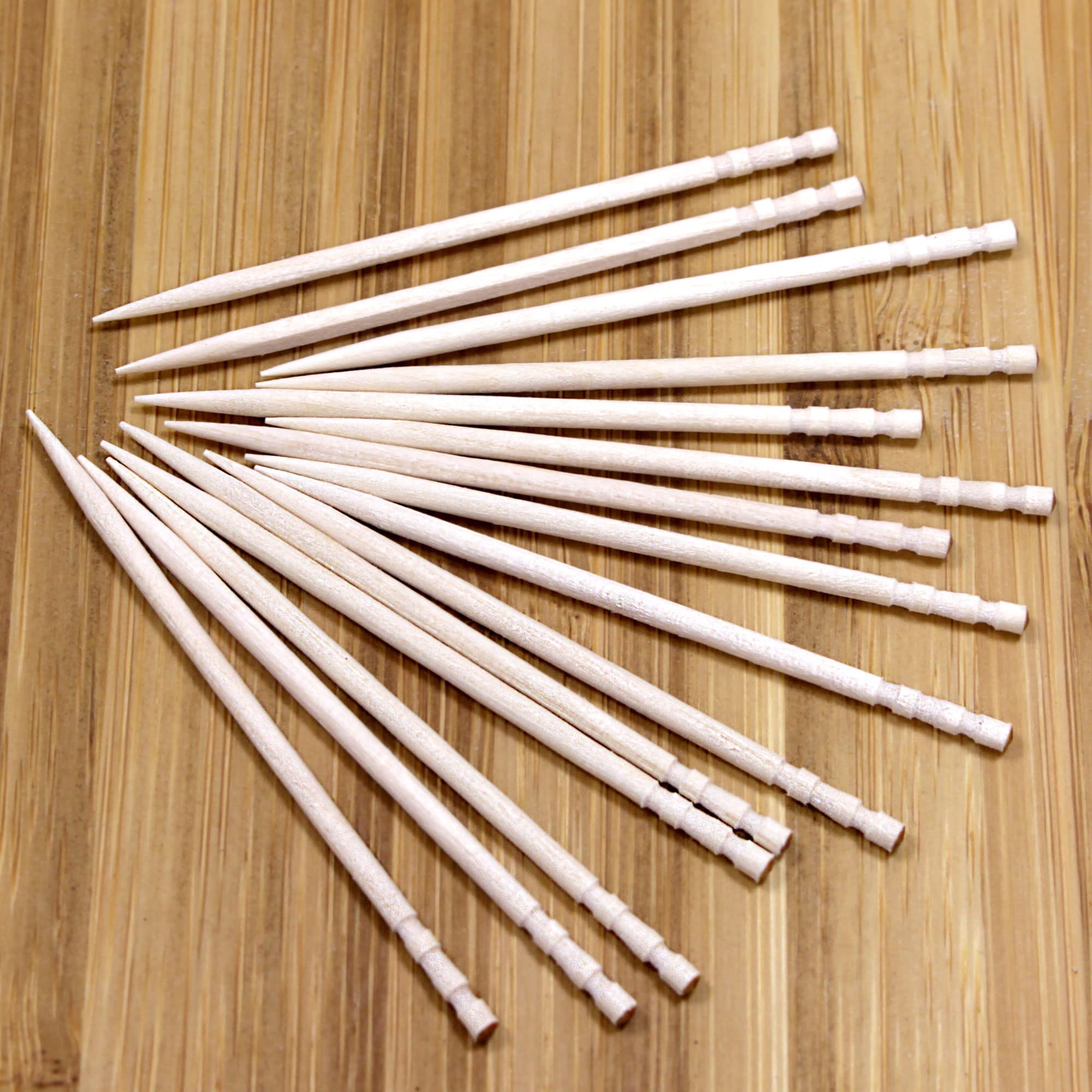 Bamboomn Premium Wooden Round Toothpicks With Storage Holder For Food Or Cleaning Your Teeth, 3 Packs Of 300 Pieces, Party Suppl