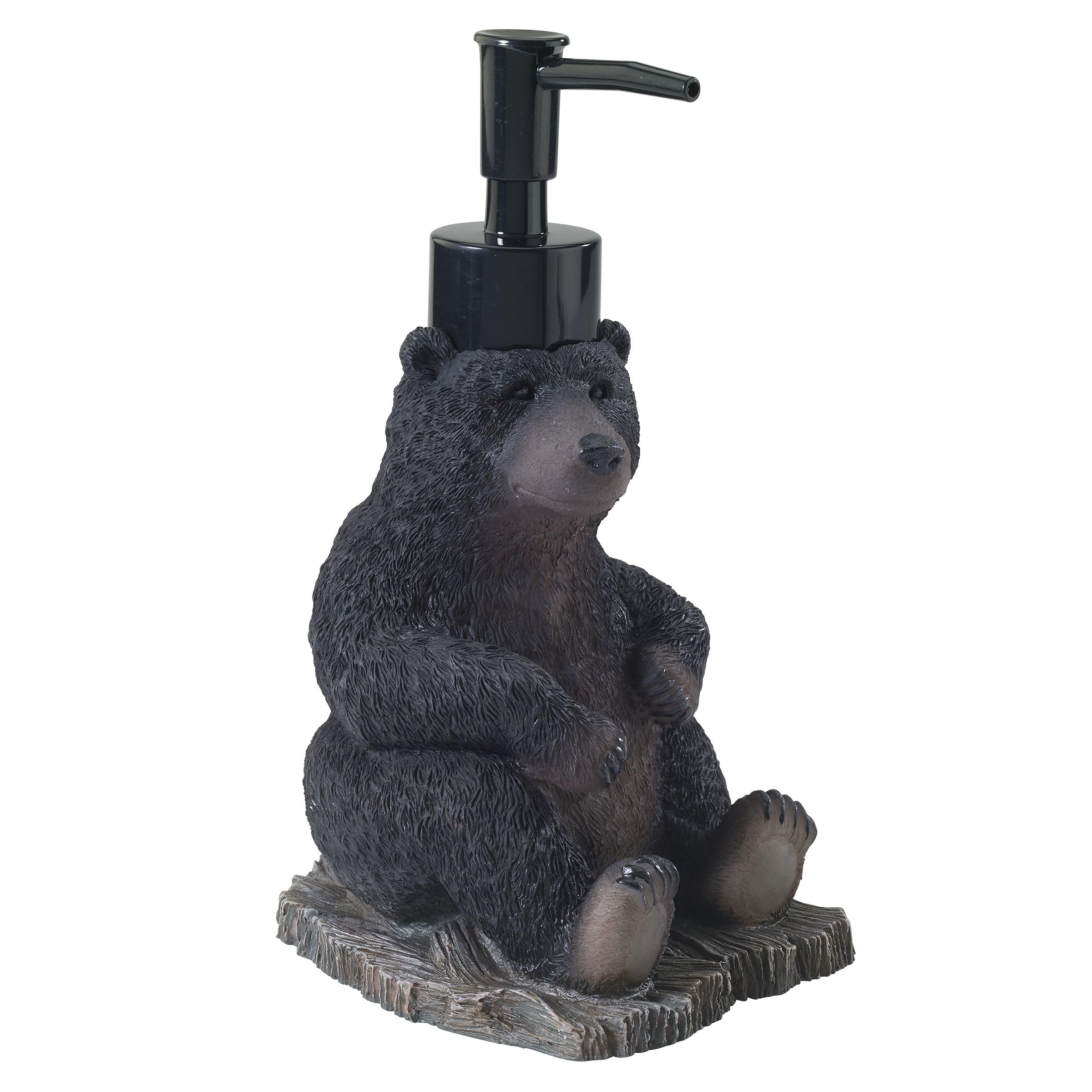 Avanti Linens - Soap Dispenser/Lotion Pump, Resin Countertop Accessories, Animal Bathroom Decor (Black Bear Lodge Collection)