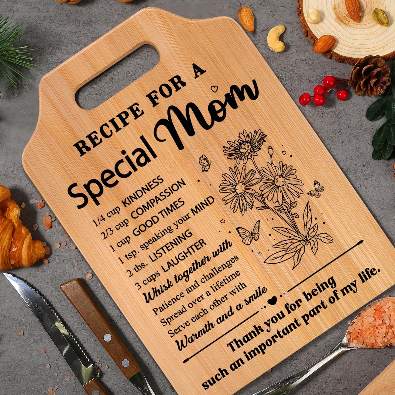 Gifts for Mom, Moms Birthday Gift Ideas, Recipe Cutting Board for Moms, Best Gifts for Mom Birthday, Christmas, Mothers Day, Val