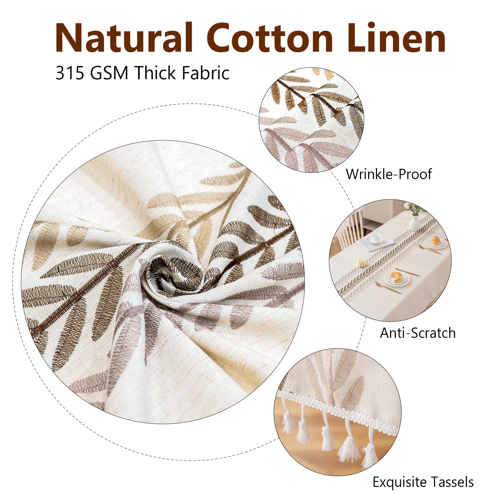 Deep Dream Tablecloths For Rectangle Tables, Cotton Linen Table Cloth, Waterproof Farmhouse Table Cloth, Washable Table Cover Wi